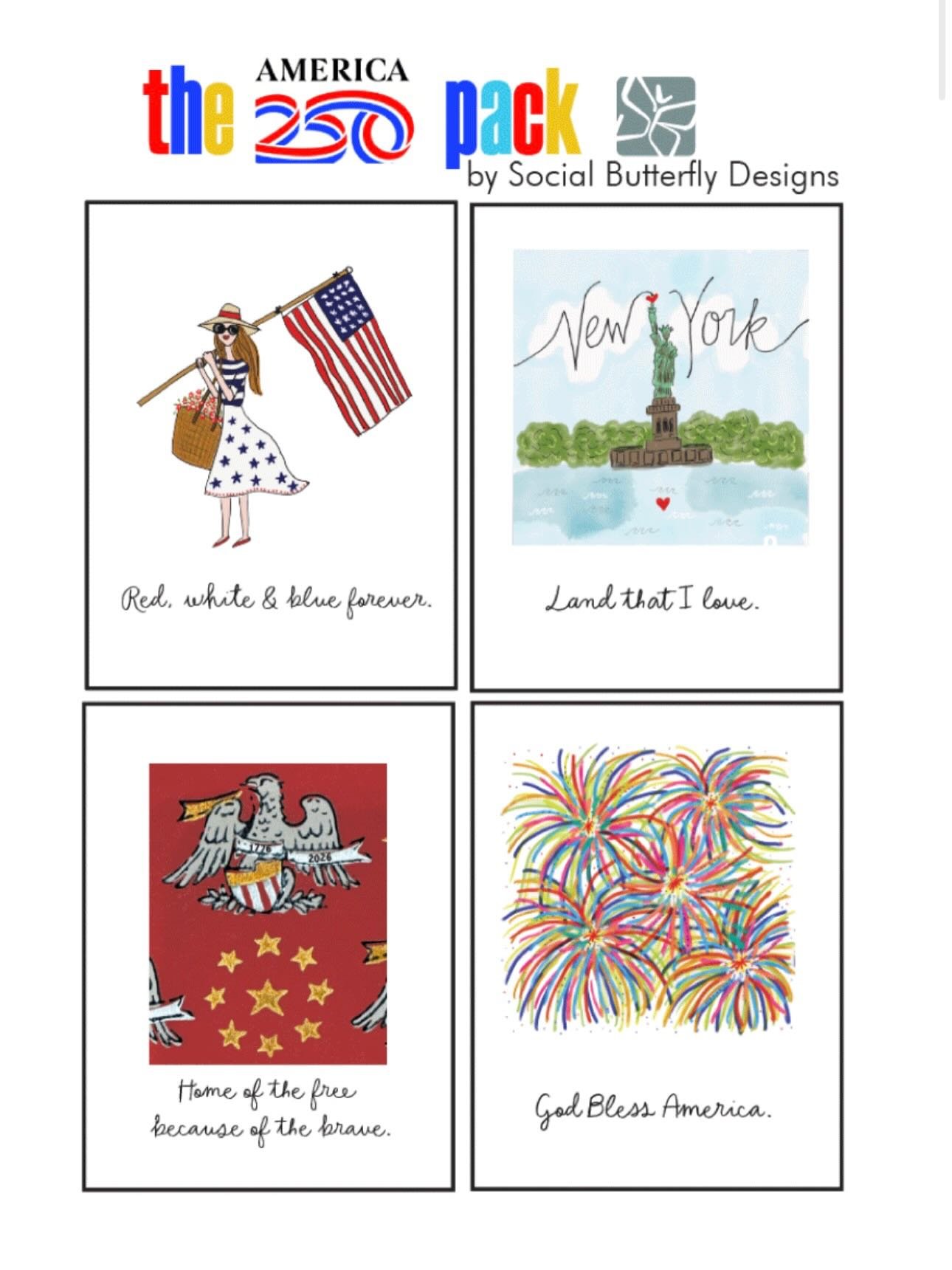 250 years of America. That feels like something worth celebrating with a handwritten note. 🇺🇸💌
Introducing the &ldquo;America 250&rdquo; Theme Pack &mdash; 4 designs celebrating this once in a lifetime milestone. Link in bio to shop! 🎉. 
#america