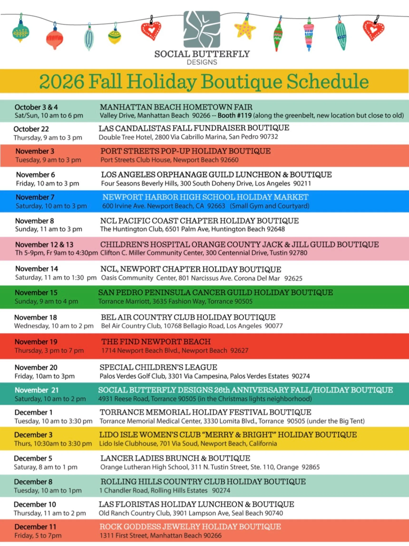 The Fall/Holiday Show season starts this weekend! Catch me at the Manhattan Beach Hometown Fair this Saturday and Sunday, 10am to 6pm, booth #119.  Can&rsquo;t make it?&hellip;there are plenty of other options 😂🦋💕!
#mbfair