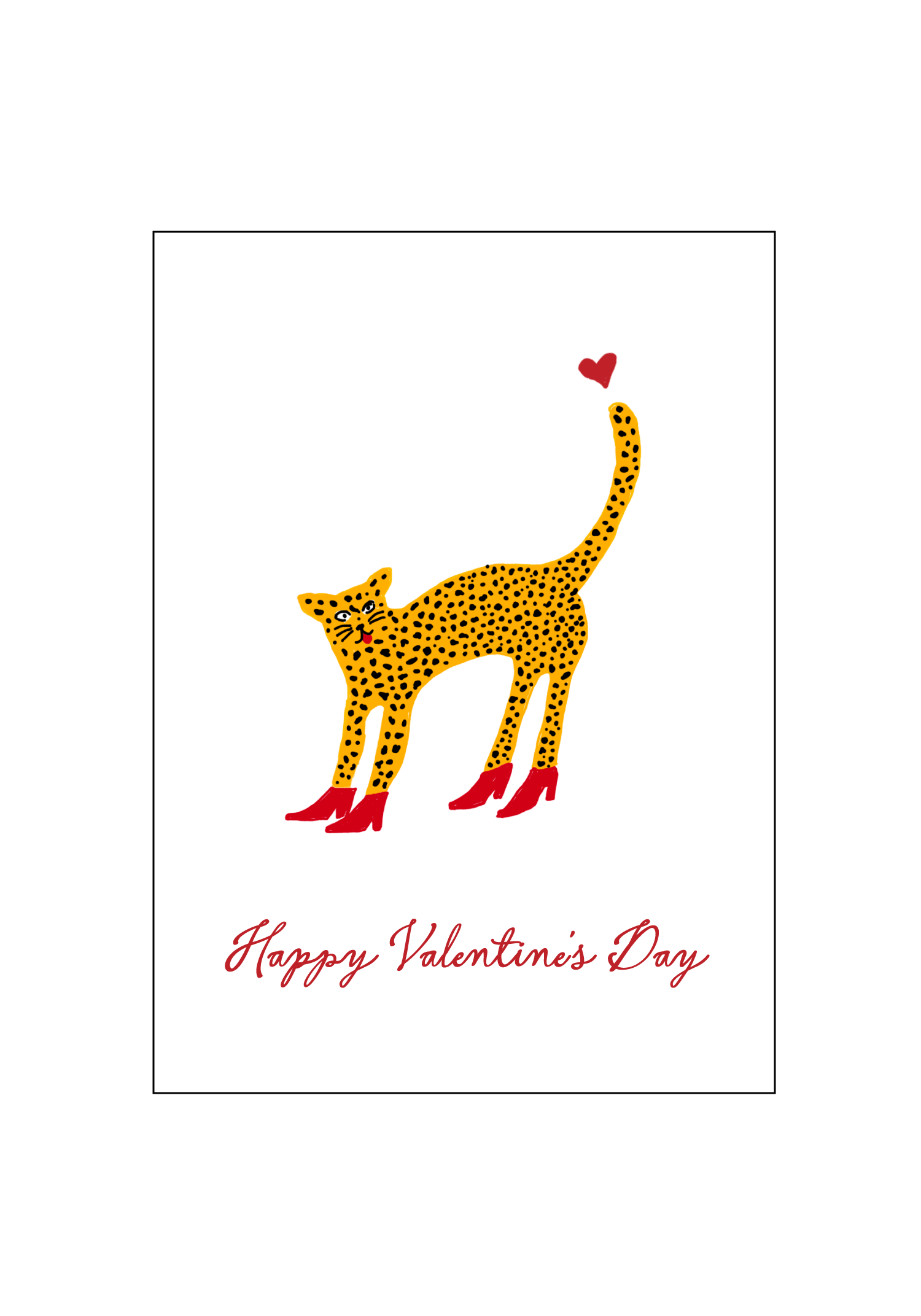Cheetah in Heels Valentine Card Set