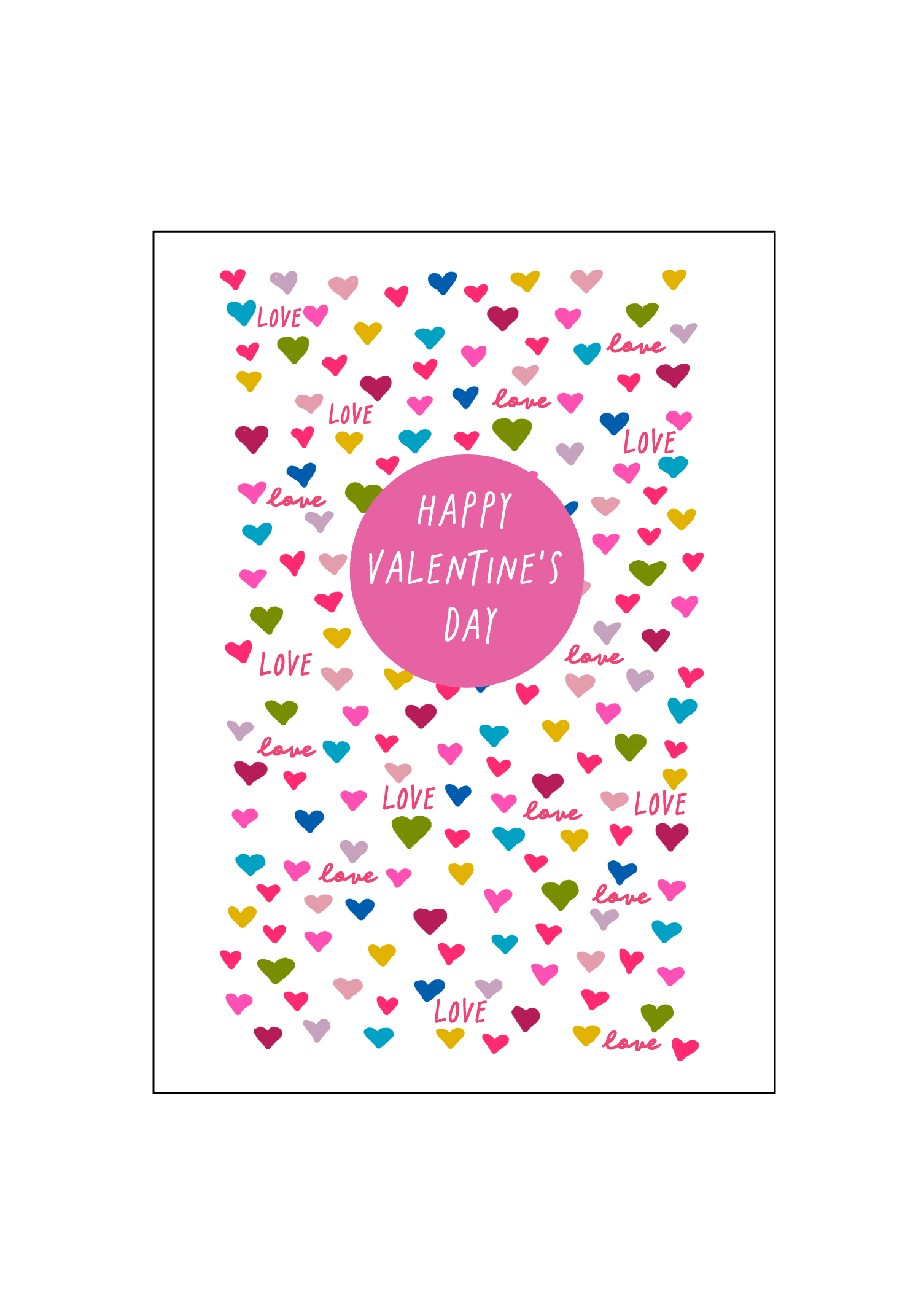 Love & Hearts Valentine Card Set
