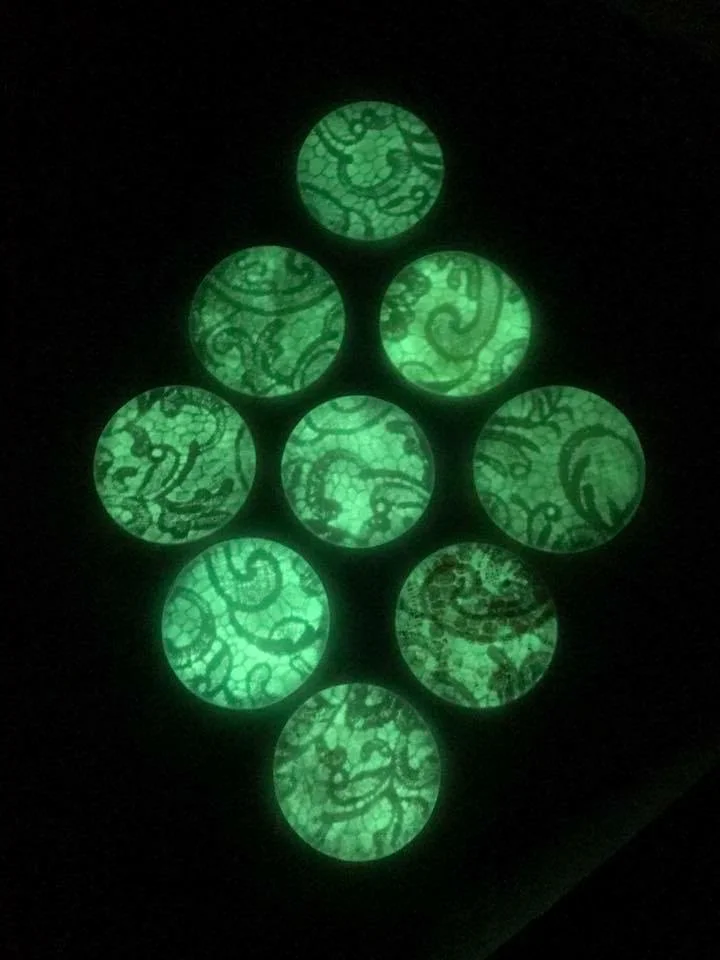 The Glass Studio LLC fused glass lace that glows in the dark