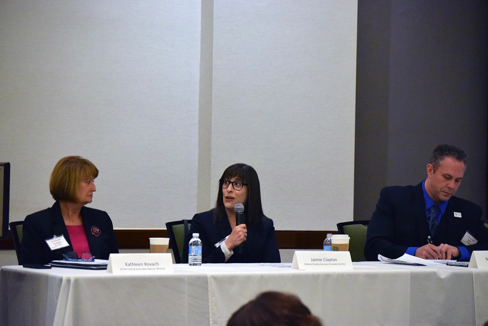 From left to right, OCHN COO & Deputy Director Kathleen Kovach, Oakland Family Services President & CEO Jaimie Clayton and OCHN Chief Network Officer Matthew Owens