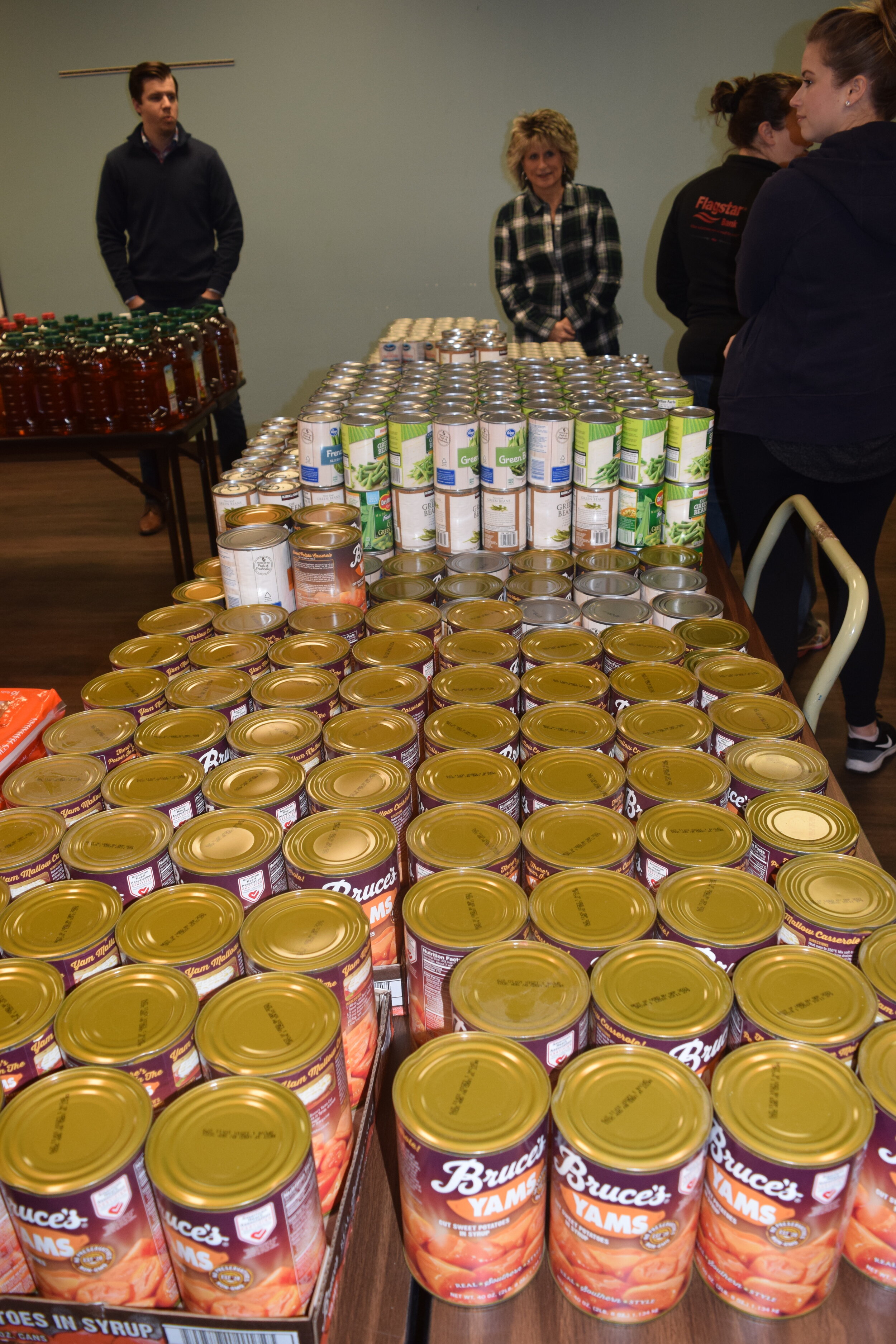 Cans of yams and green beans were among the food items donated for Thanksgiving baskets.