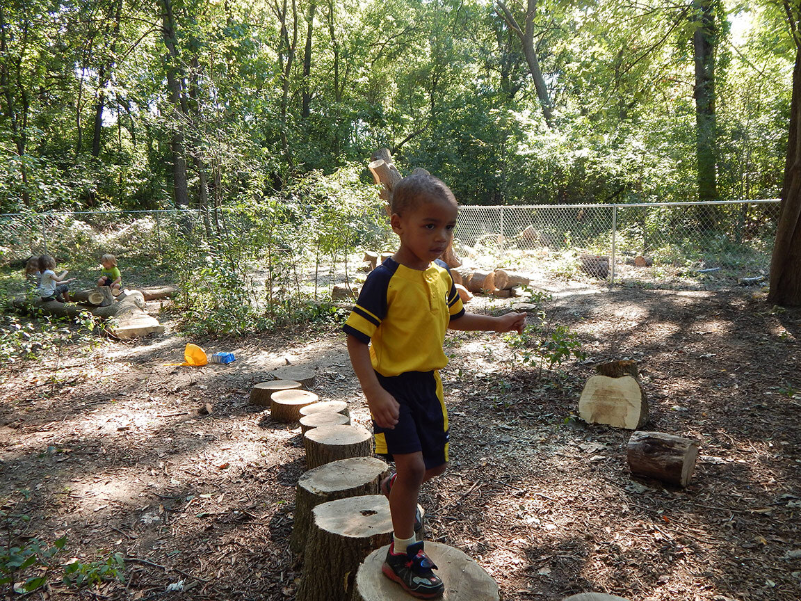  Preschoolers enjoy the natural playground at the Pontiac Children’s Learning Center in 2019. 