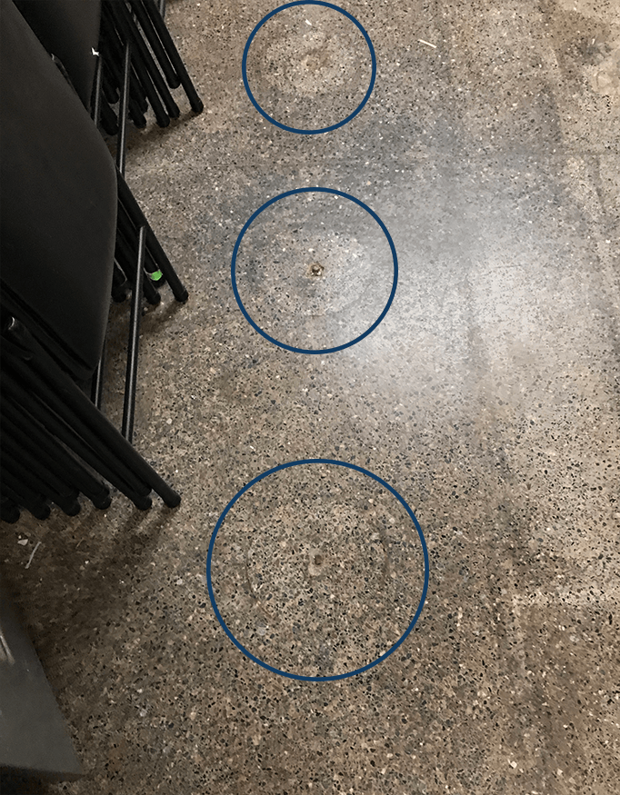  It has been many years since there was a bar at 114 Orchard Lake Road, but a discerning eye can still make out the outline of the barstools on the storage room floor. 