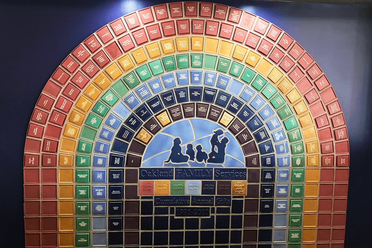  This Pewabic tile wall was added to the building’s lobby in 1999 and recognizes top donors from 1995-2010. 