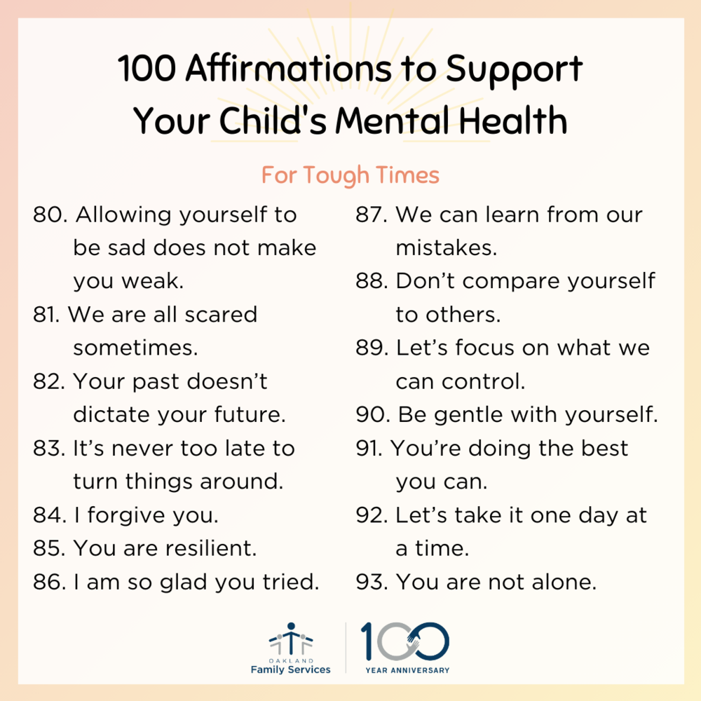 100 affirmations to support your child's mental health — Oakland Family ...