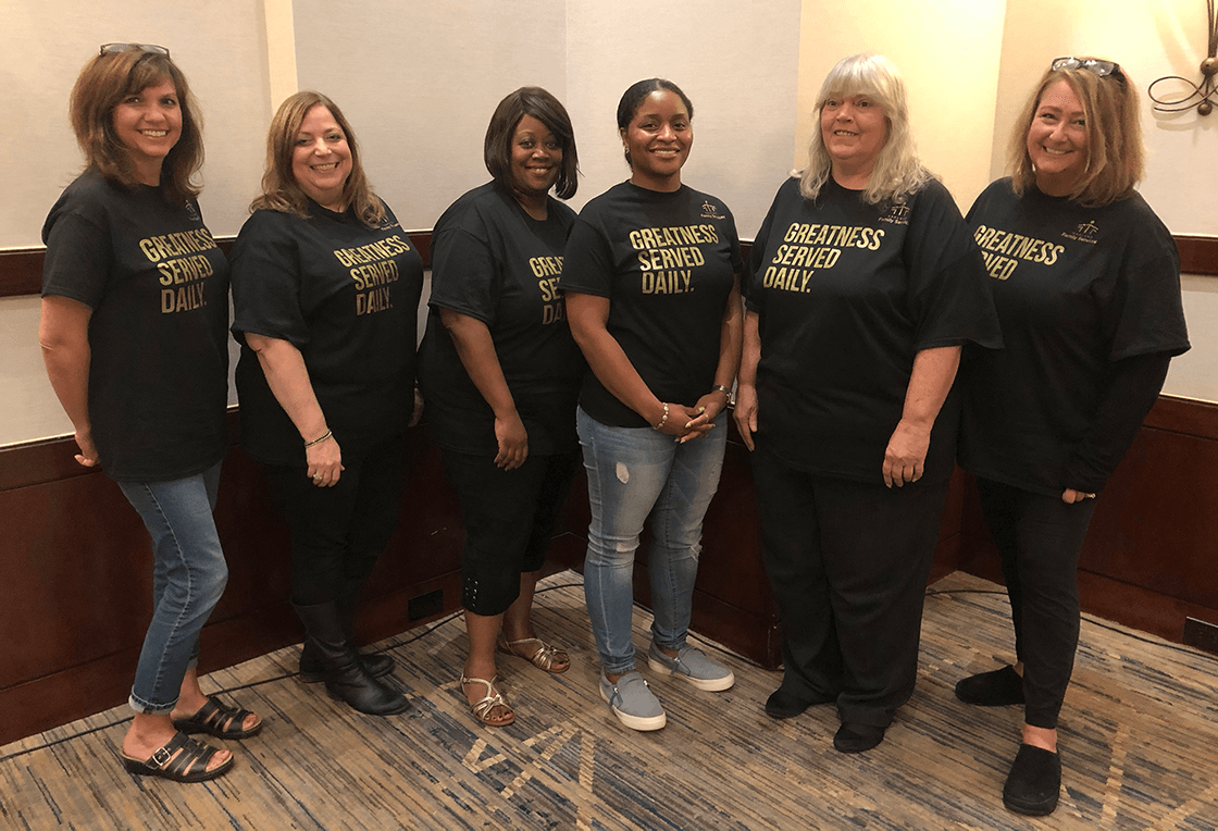  Oakland Family Services’ human resources team is pictured in 2019. From left: Susan Eichbrecht, Julie Mison, Suanne Hunt, Tymesha Moore, Bobbie Parham and Kristy Eisenberg. 