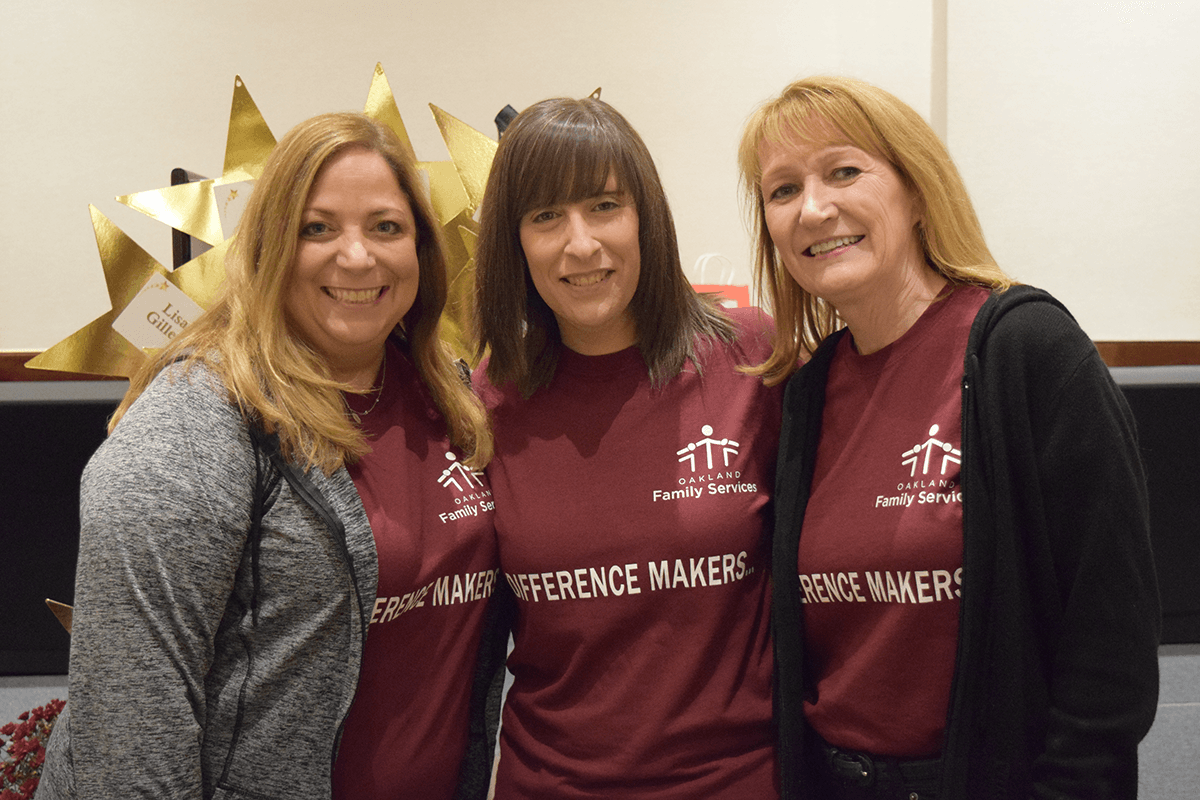  Julie Mison, Jaimie Clayton and Kathleen Lynd are pictured at a 2018 general staff meeting.  