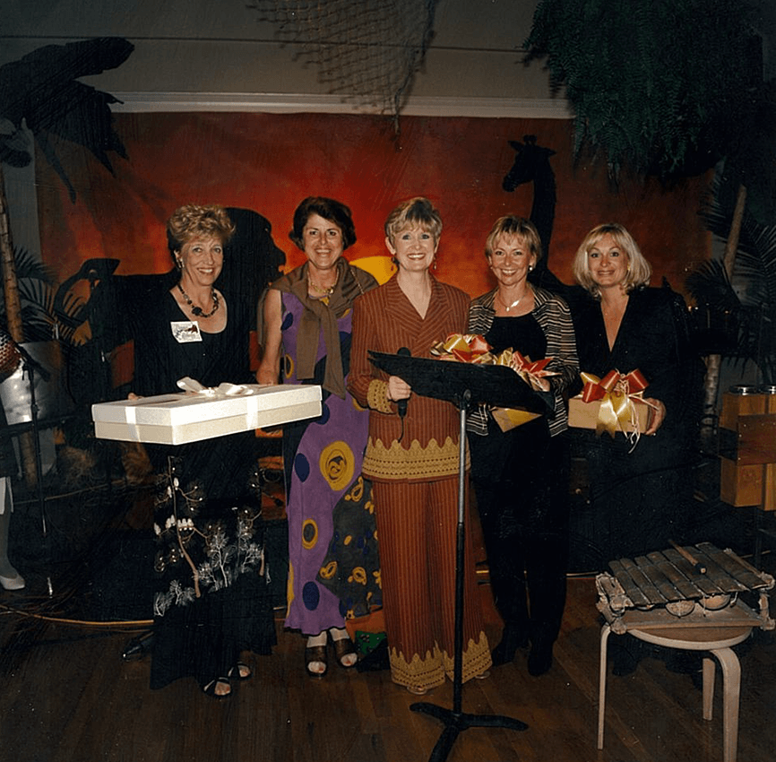  From left, Donna Roberts, Brigitte Harris, Lassie Lewis, Tori Frick and Mary Beth MacGuidwin are pictured at a 1997 “Night in Africa“ event organized by the Friends of Oakland Family Services. 