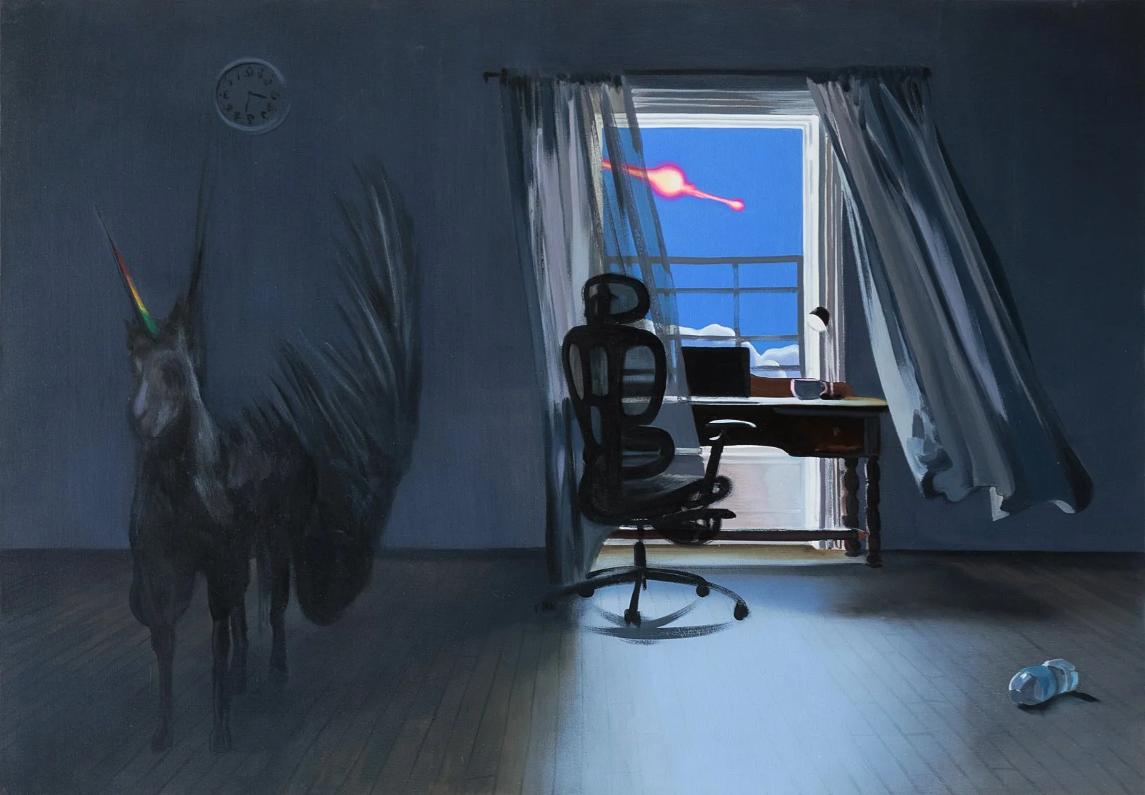 Asteroid, 2025, oil on canvas, 50x72in.