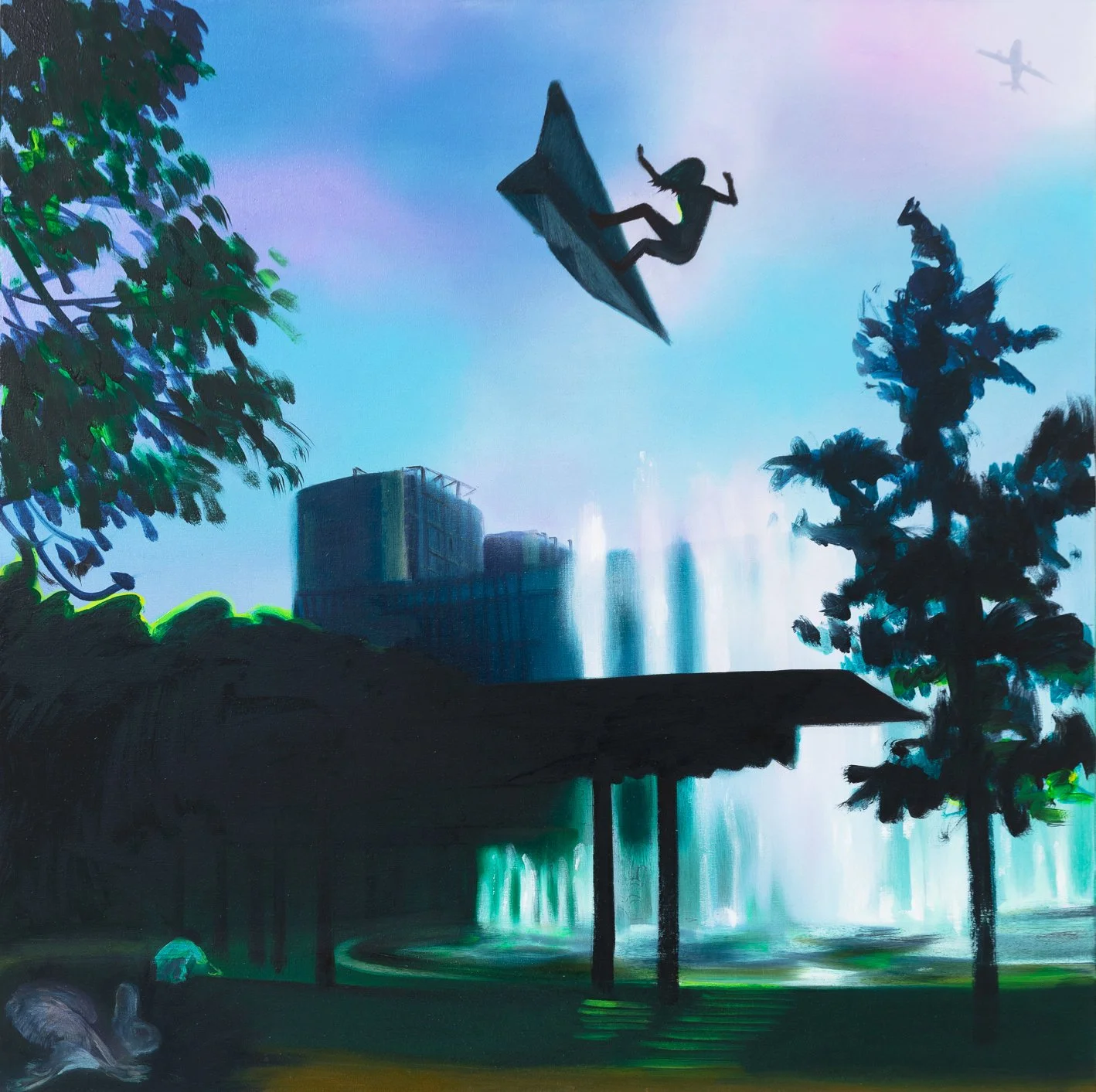 Paper plane, 2025, oil on canvas, 42x42in.