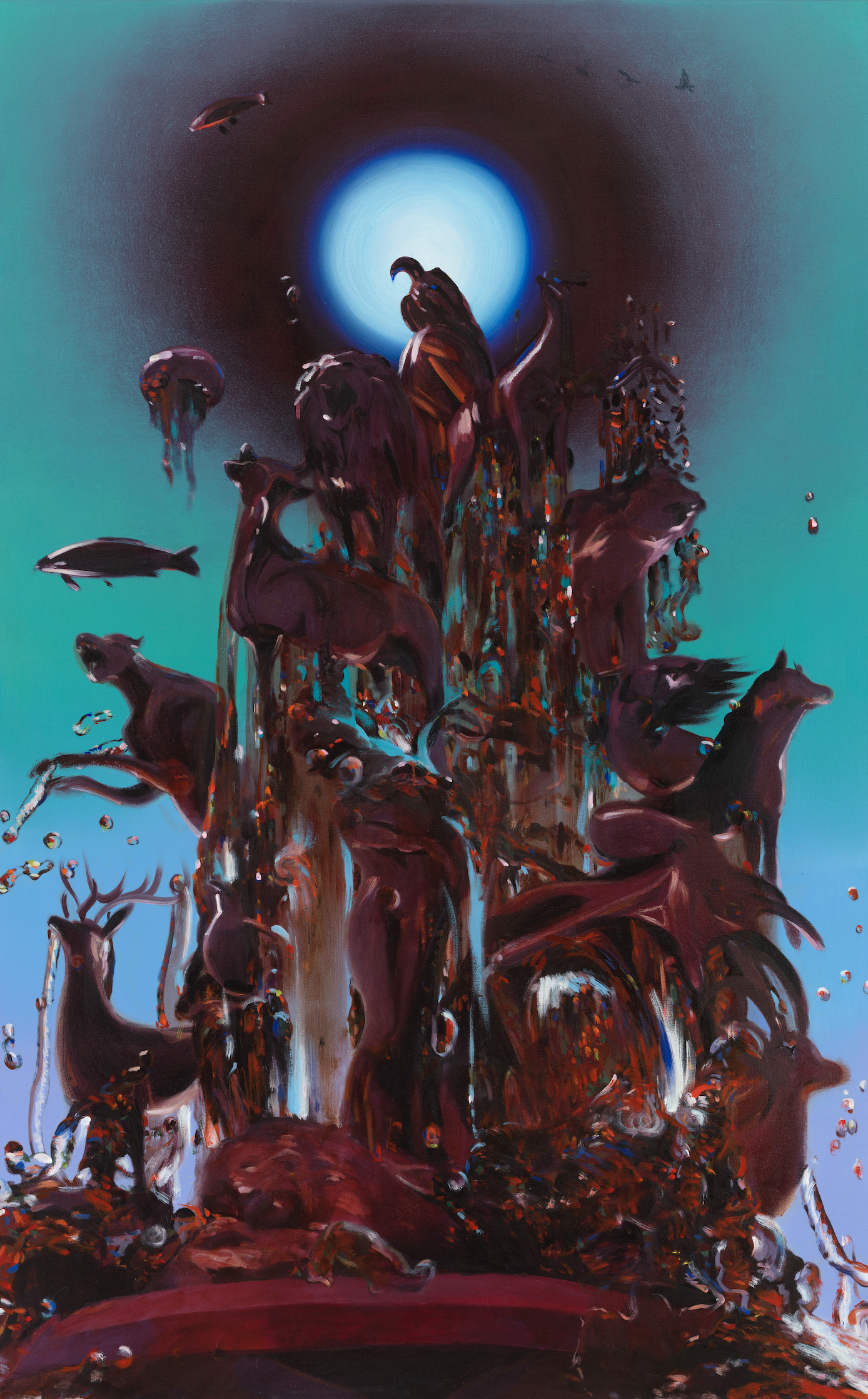 Fountain, 2025, oil on canvas, 96x60in.