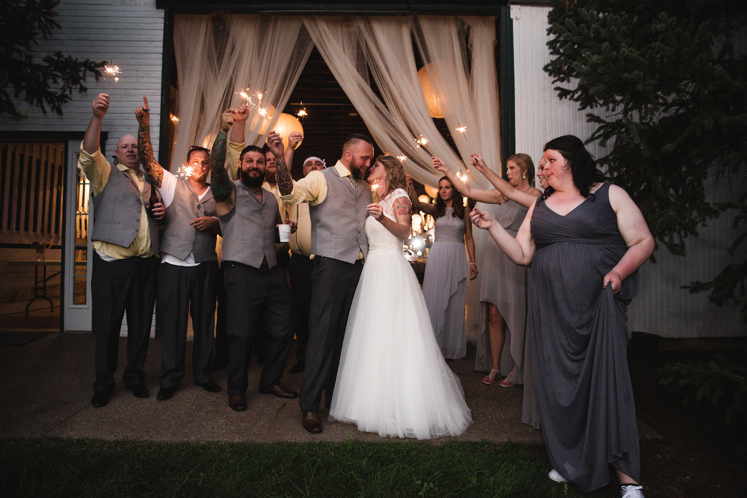 bridal party sparkler photo lancaster ohio wedding photographer