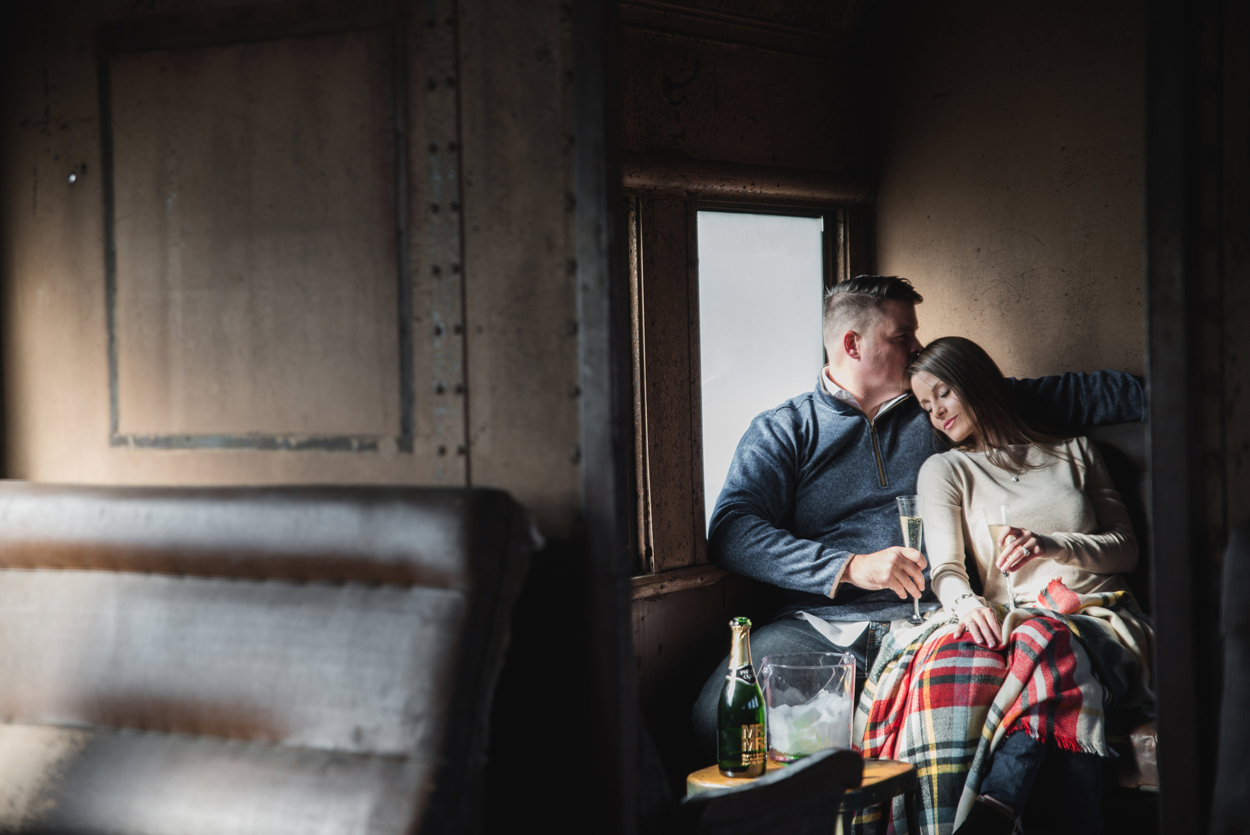 train engagement photos