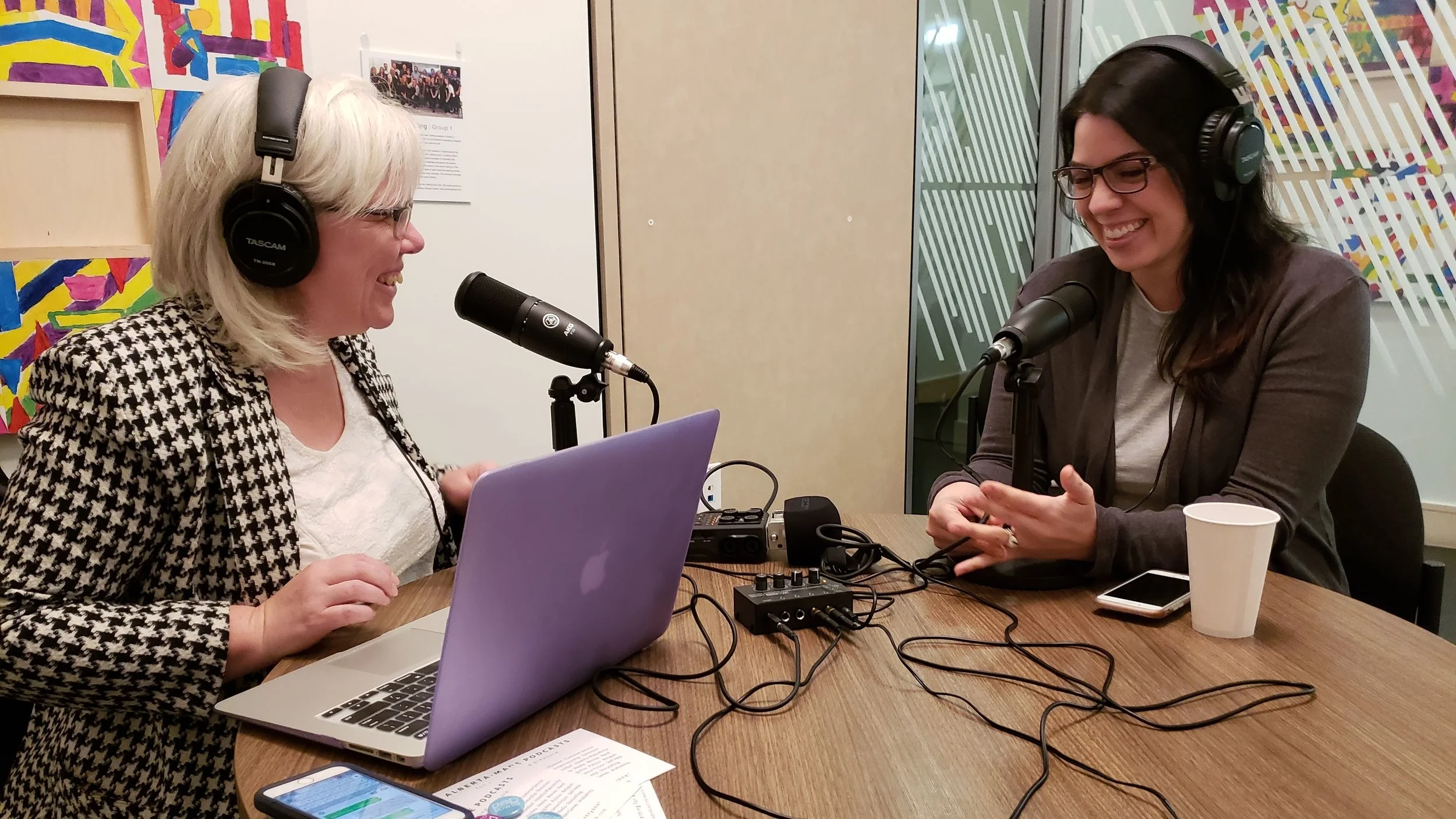 Candice Munro, founder of Buttercream Clothing, speaks to Karen Unland of the Alberta Podcast Network, powered by ATB, at the ATB Entrepreneur Centre in Calgary on Sept. 12, 2018.