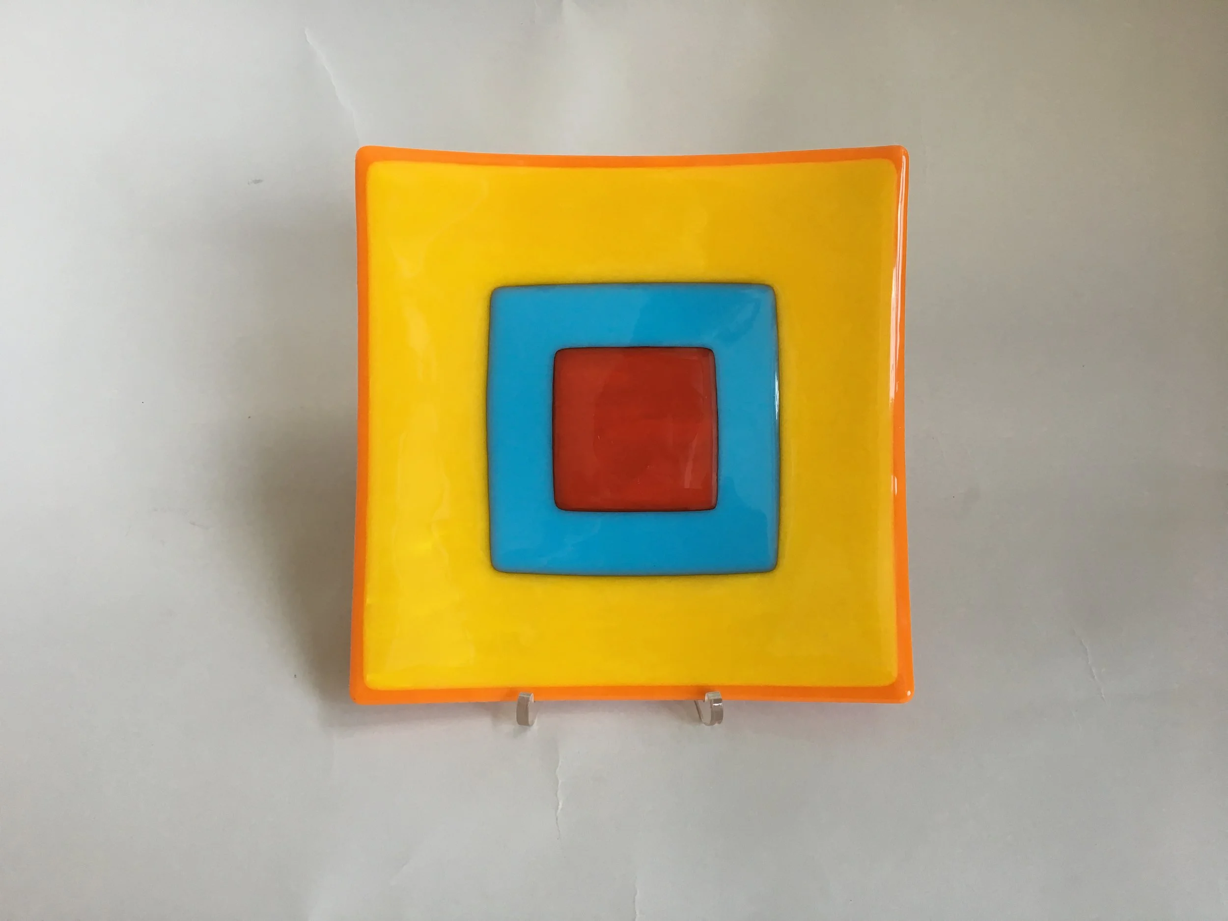 Yellow with Orange trim Sushi dish