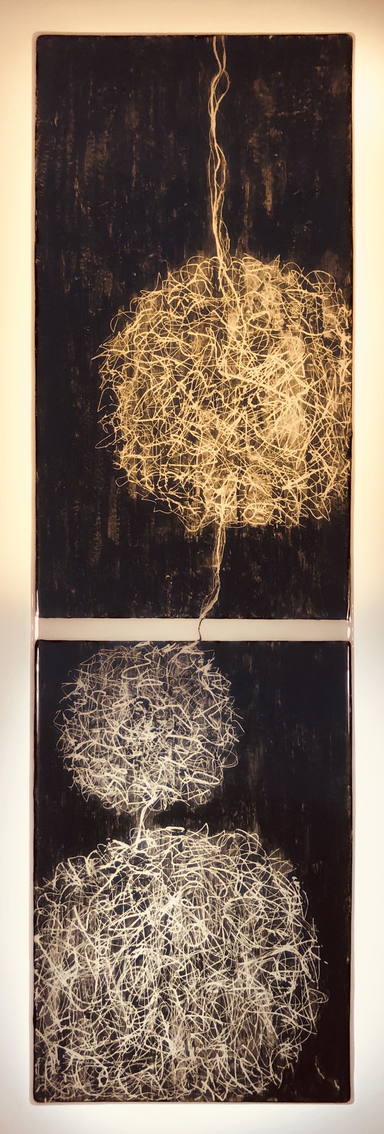  Diagnosis  Kilnformed glass, brushed black enamel, sgafitto  29.5” x 8.5” x .25”  2019 