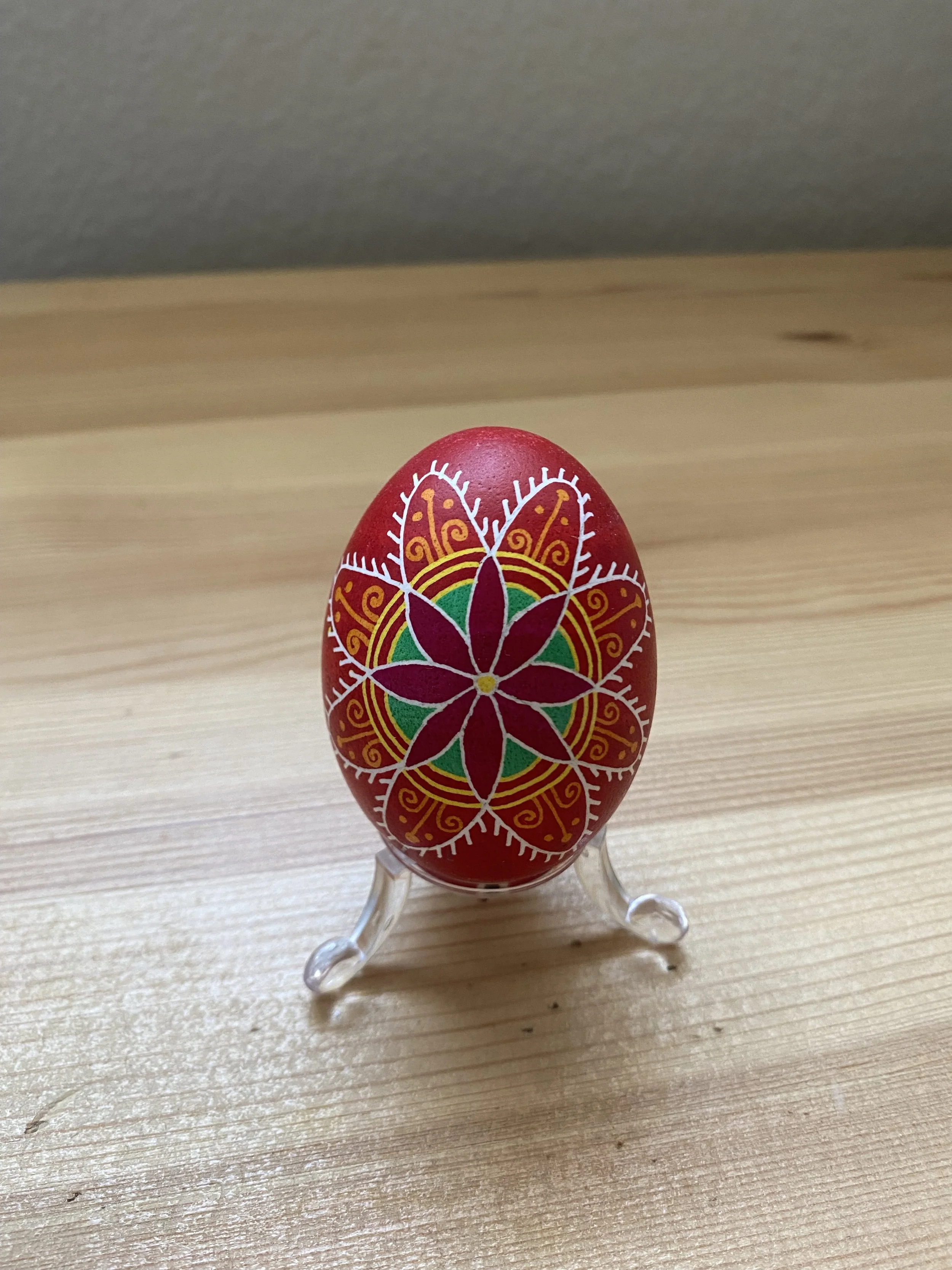 Red Floral Pisanka Egg
