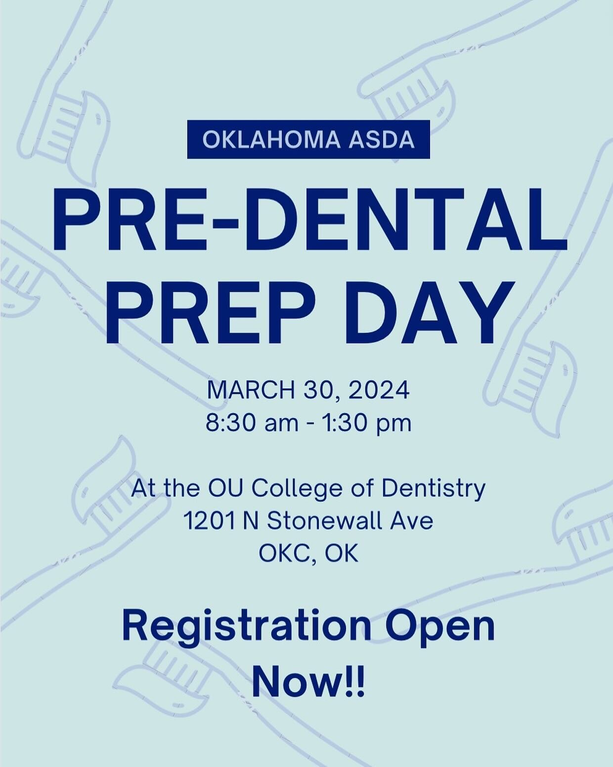 Registration is now open!!! We are so excited to see you all there 🦷😌 
Link here and in bio: https://oklahomaasda.org/pre-dental-prep-day