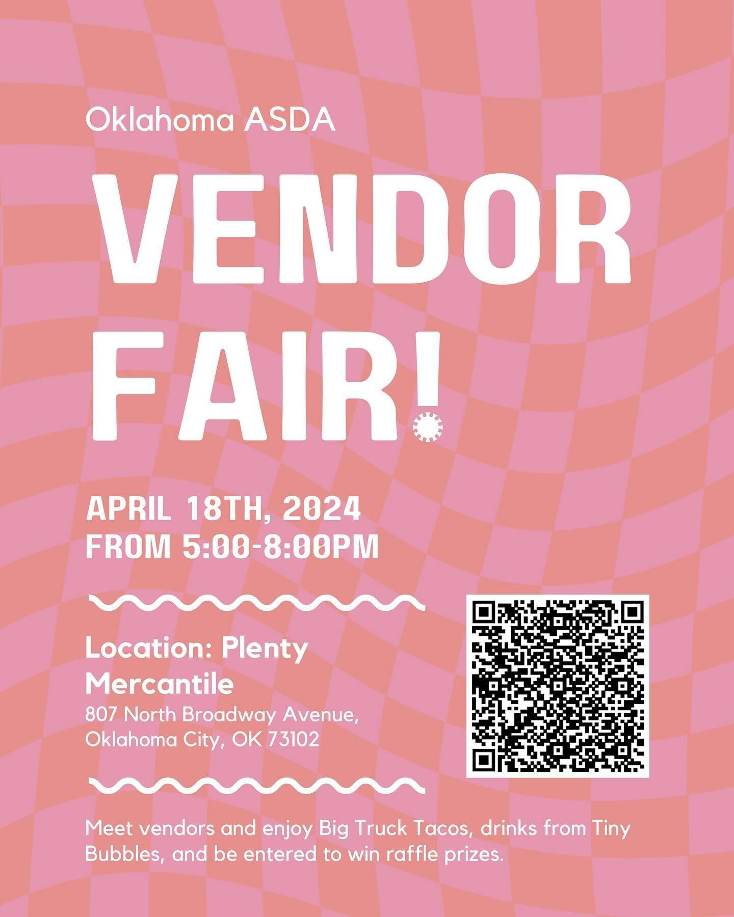 Vendor Fair April 18 🥳 Food and drinks will be provided, and there are tons of prizes to win throughout the evening 🕺🏻😋 We will see you there!!