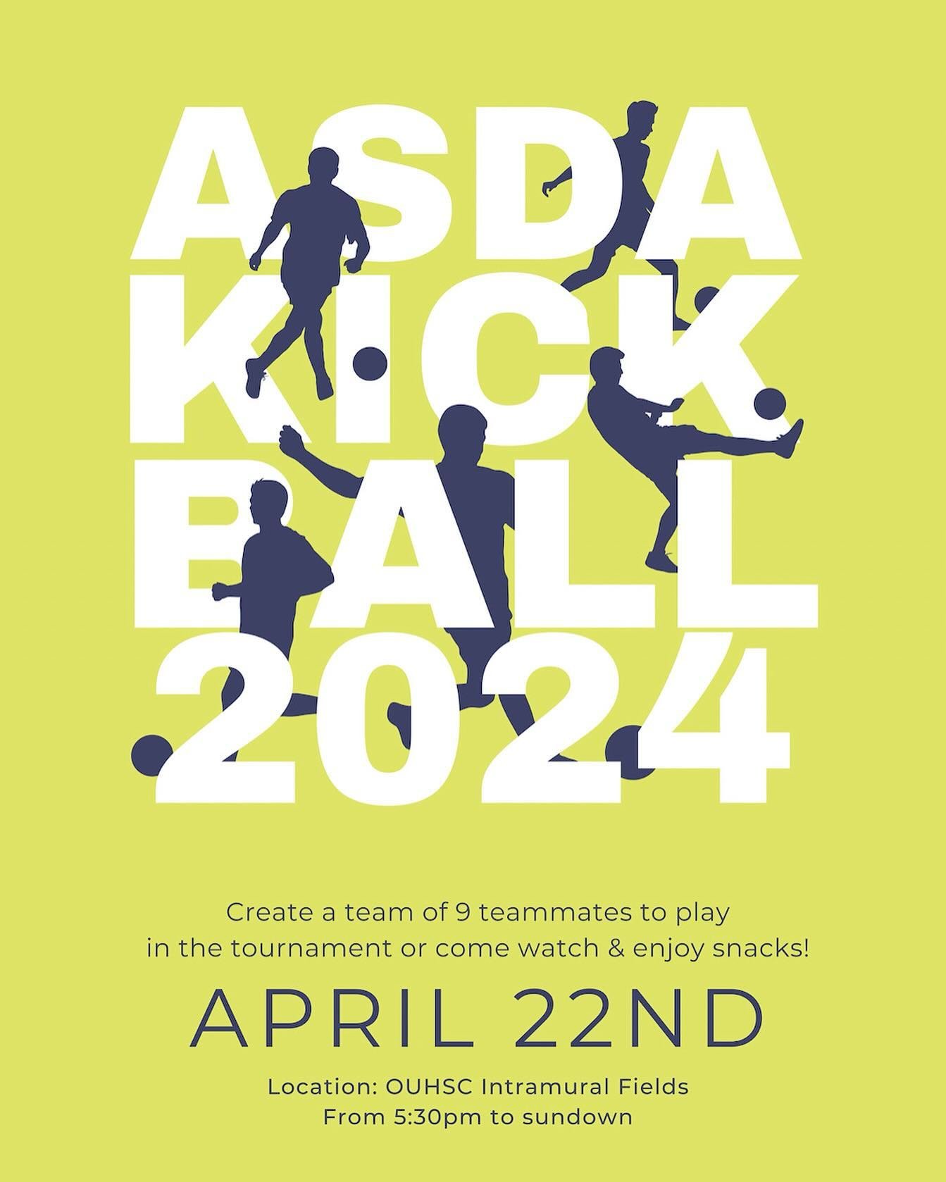 ASDA and Student Council are teaming up to host a kickball tournament on April 22nd! Each team will consist of 9 players at NO COST. Even if you are not playing, come and enjoy watching your classmates play kickball!! :) 
LINK TO SIGN UP IS IN OUR BI