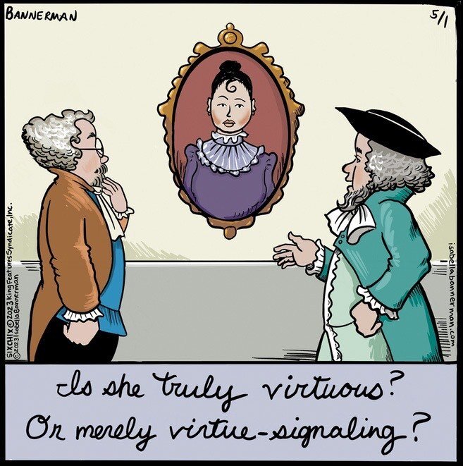 Only her hairdresser knows for sure. @comicskingdom @kingfeatures #virtue #vice #signal #portrait #paint #judging #virtuous #humor #cartoon