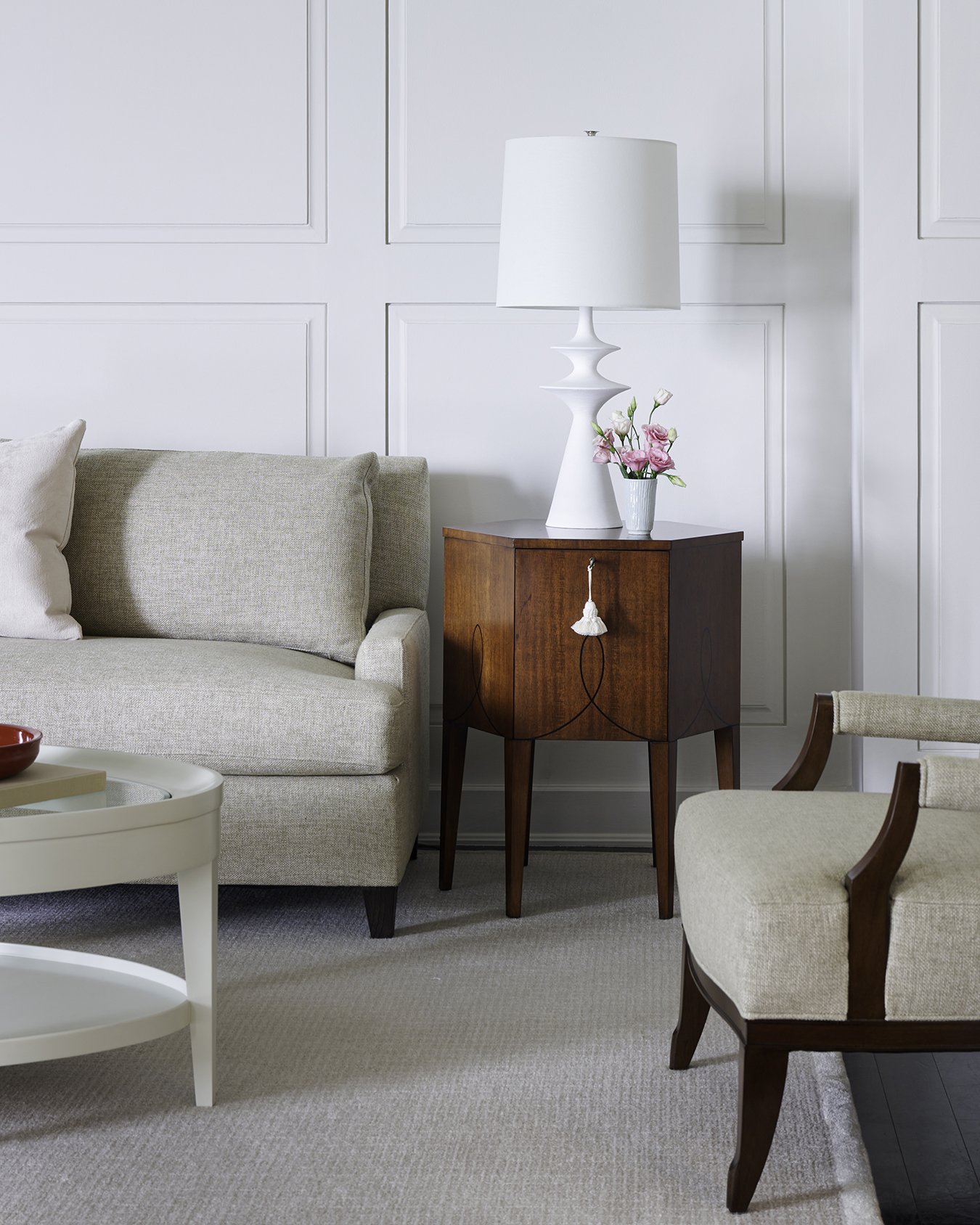 Tailor Made Sofa  and Hexagonal Hatbox Table