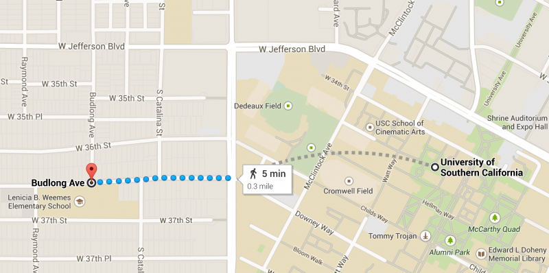 A map shows how close the stabbing was to campus. (Paolo Uggetti/Neon Tommy).
