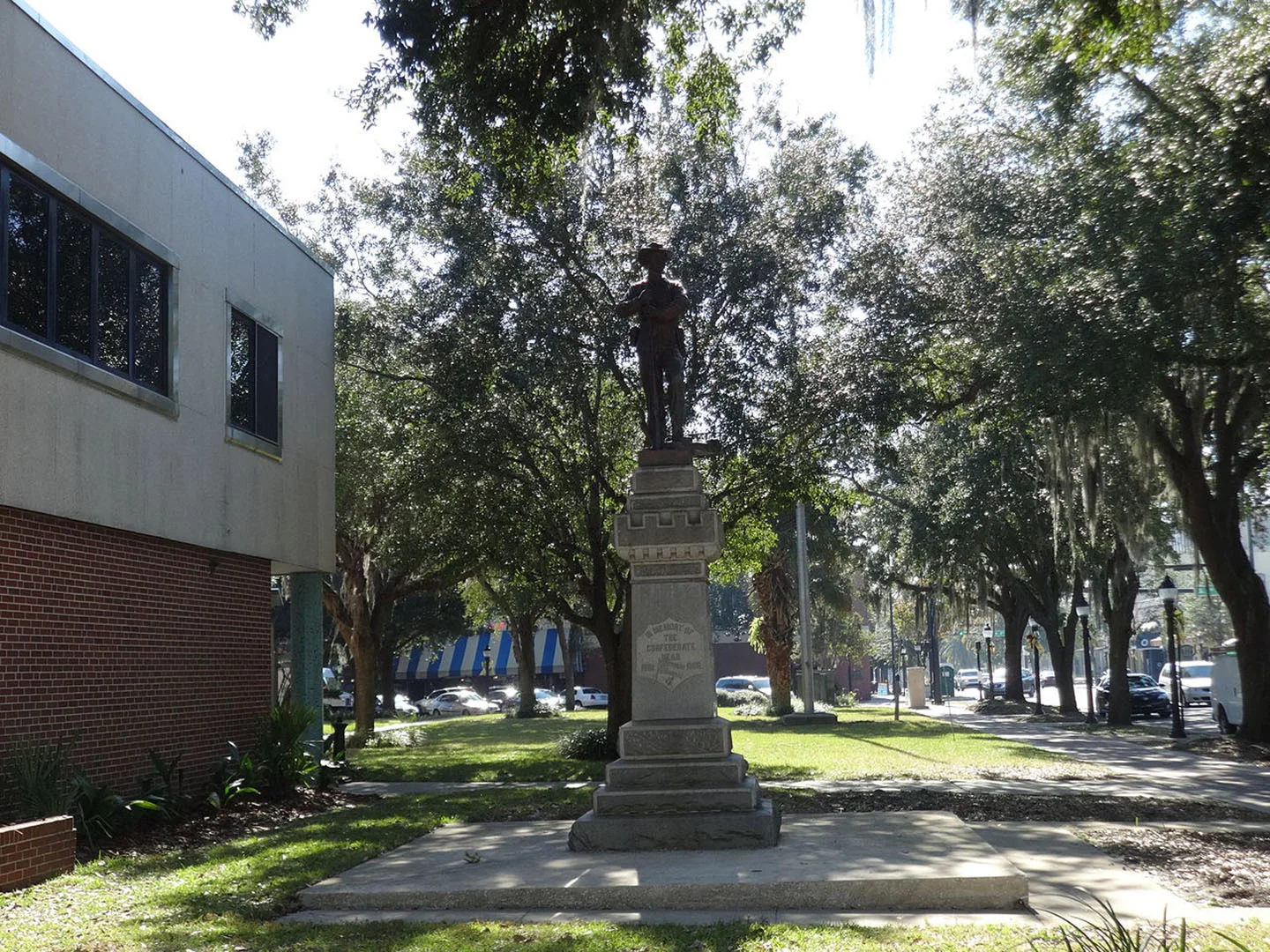 A monument known to locals as “Old Joe” was moved from outside the Alachua County Administration Building in downtown Gainesville, Florida to a private cemetery outside the city. (Wikimedia Commons)