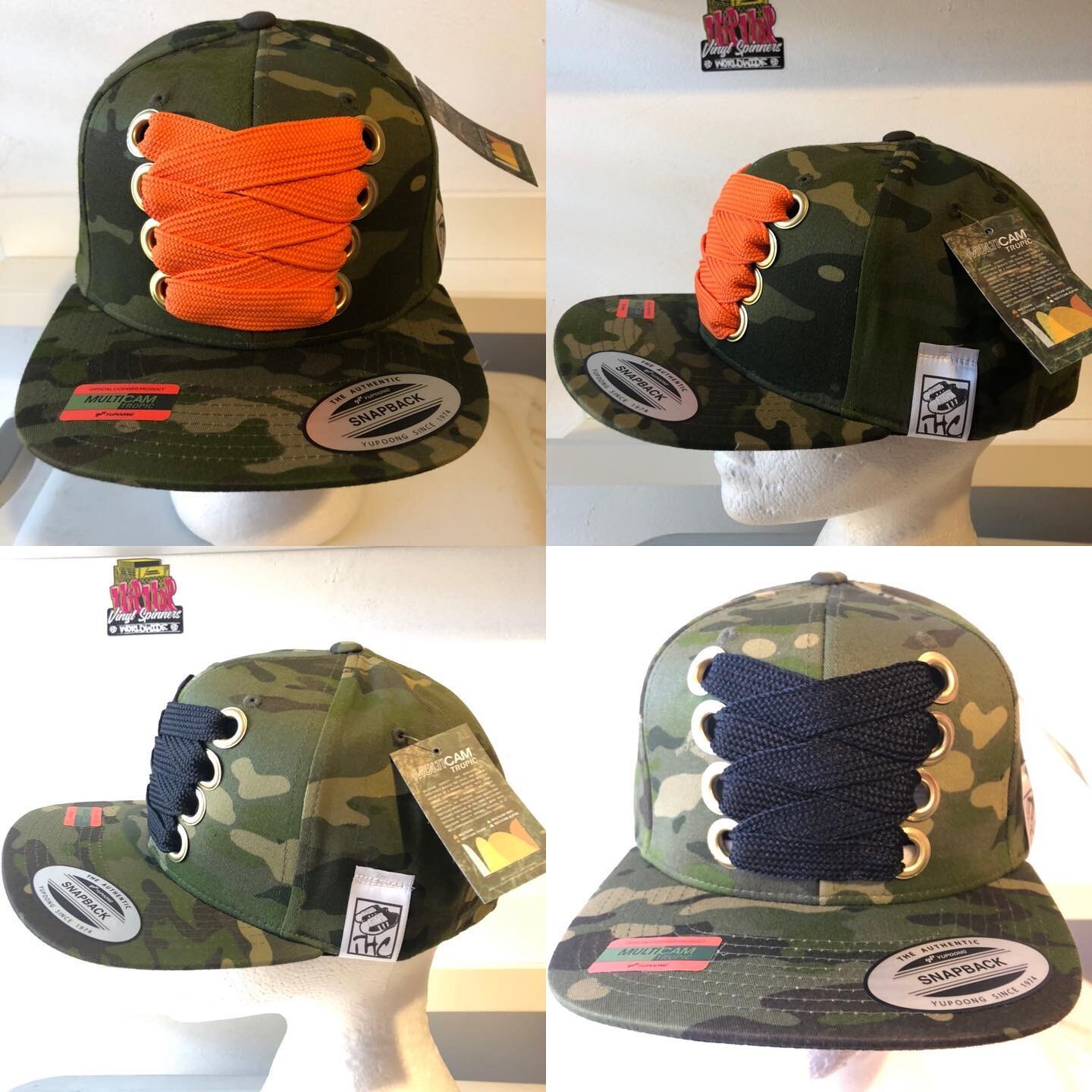Some new Multicam Tropic variants - orange or black XL fat lace. High quality Yupoong Flexfit snapbacks (98% cotton, 2% spandex) remixed by hand with gold eyelets and XL fat laces for classic hip-hop style. True Headz know where it&rsquo;s at. $37.50