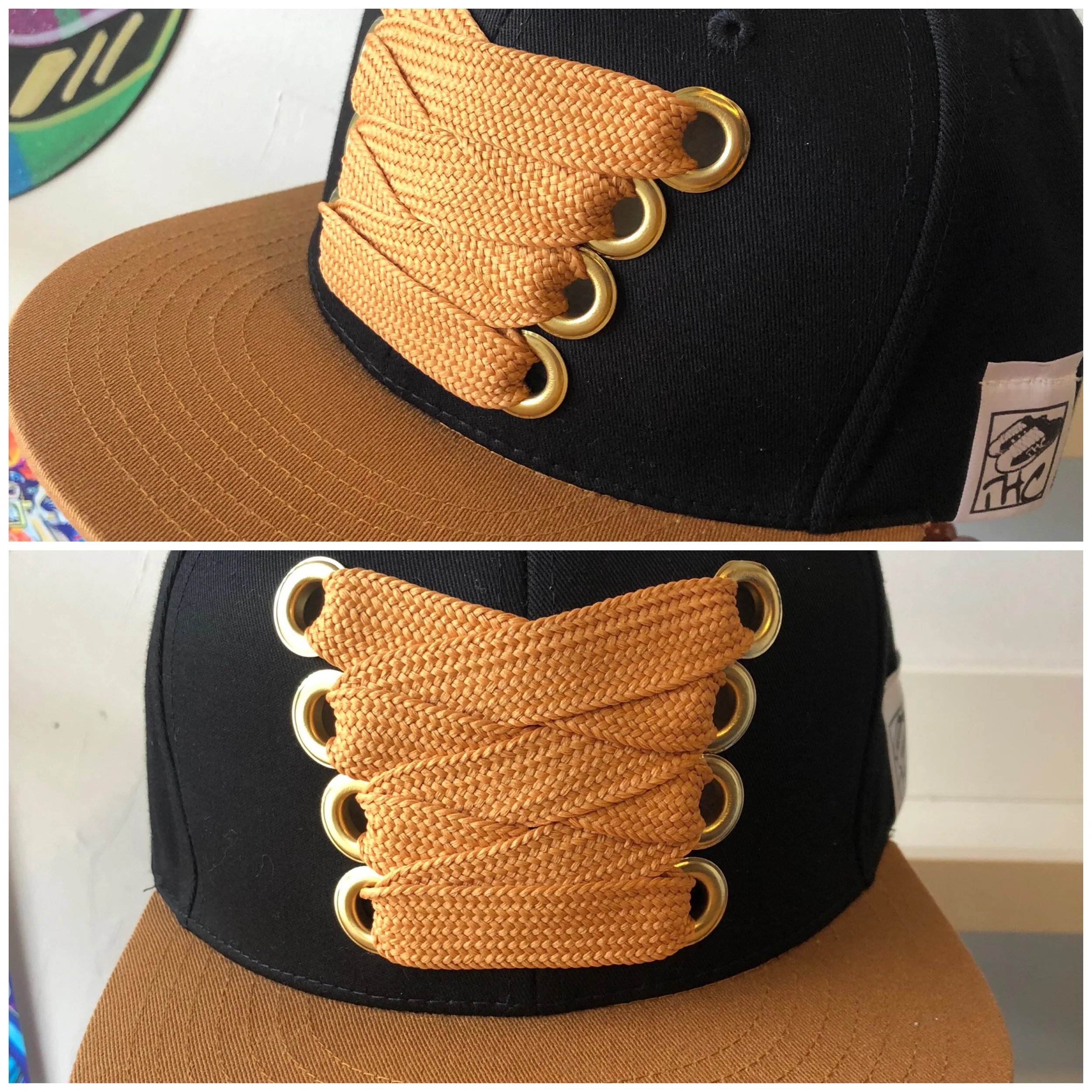 Black and Timbs Custom Fat Lace Snapback