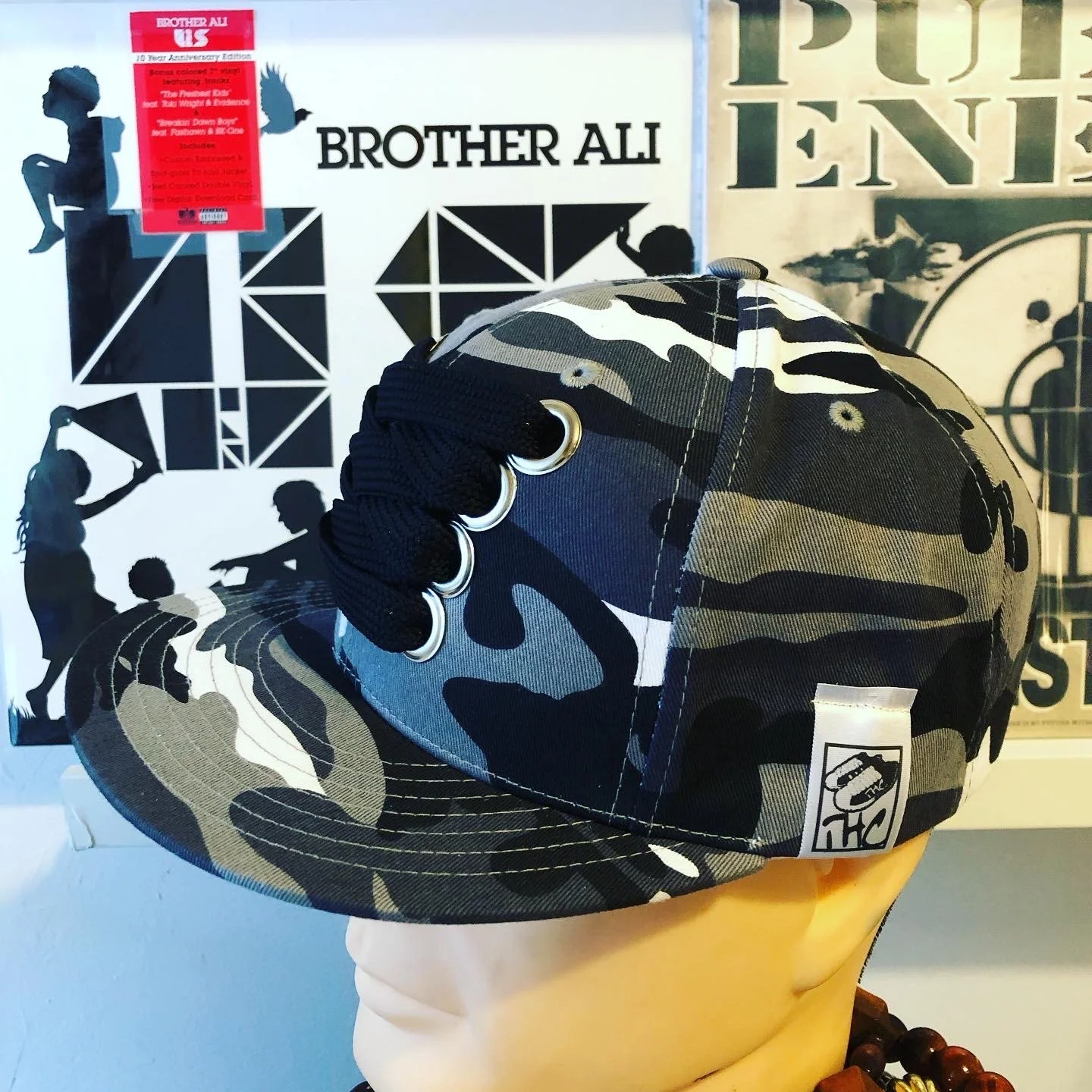 Bricks Black & White Camo Custom Fat Lace Snapback
