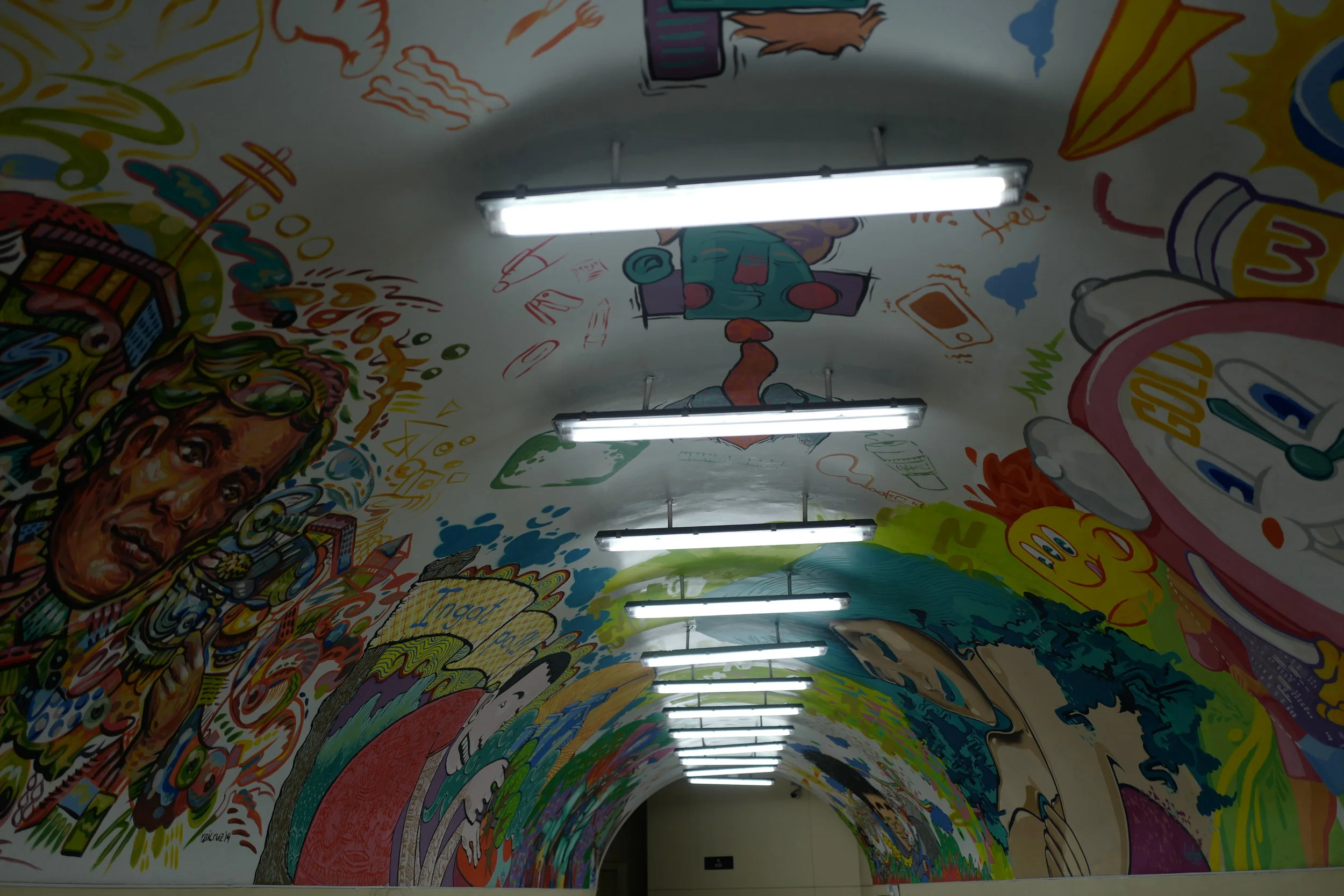  One of the many well-decorated underground passageways to cross the busy intersections. 