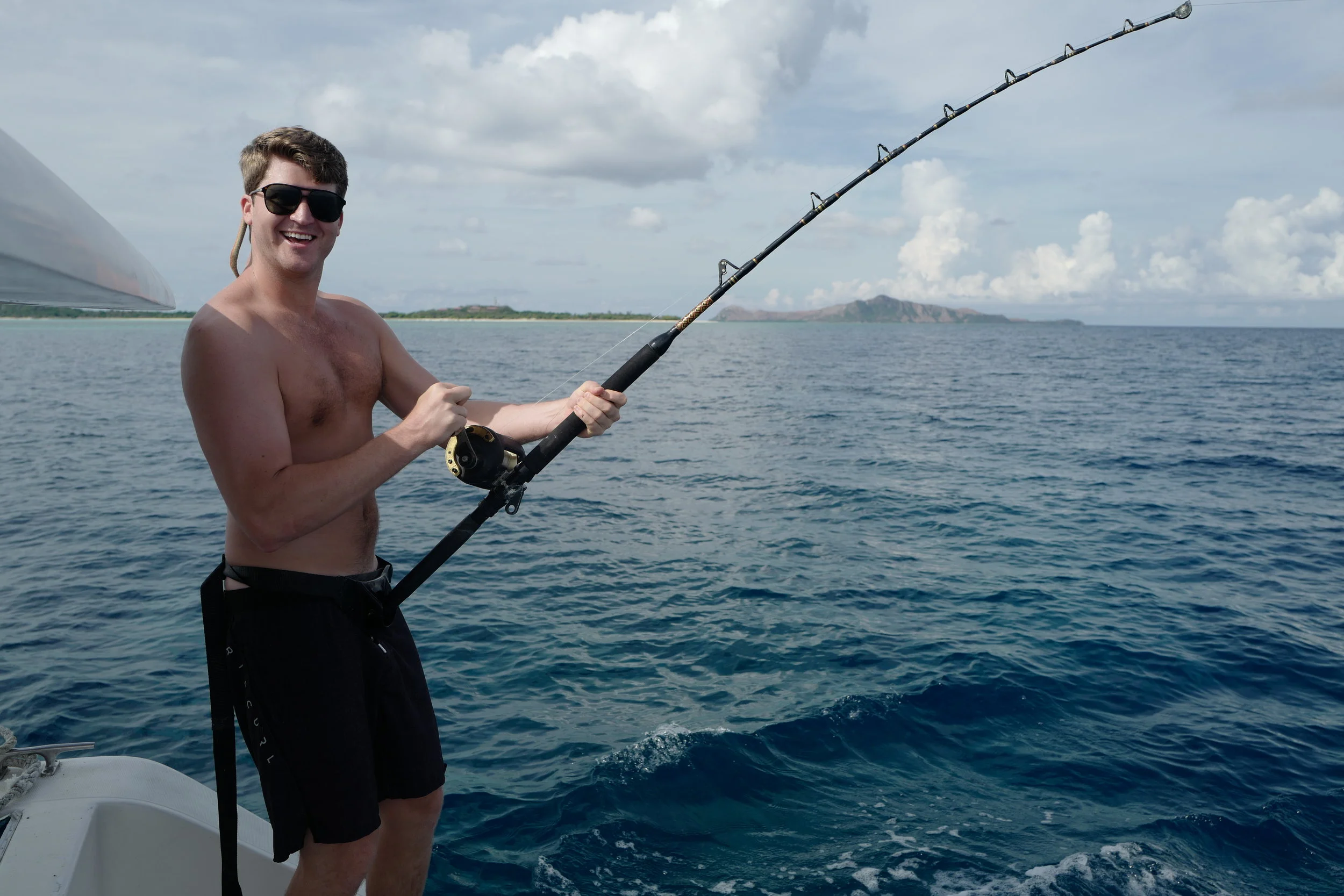  Hunter reelin' in our prize-winning fish! 