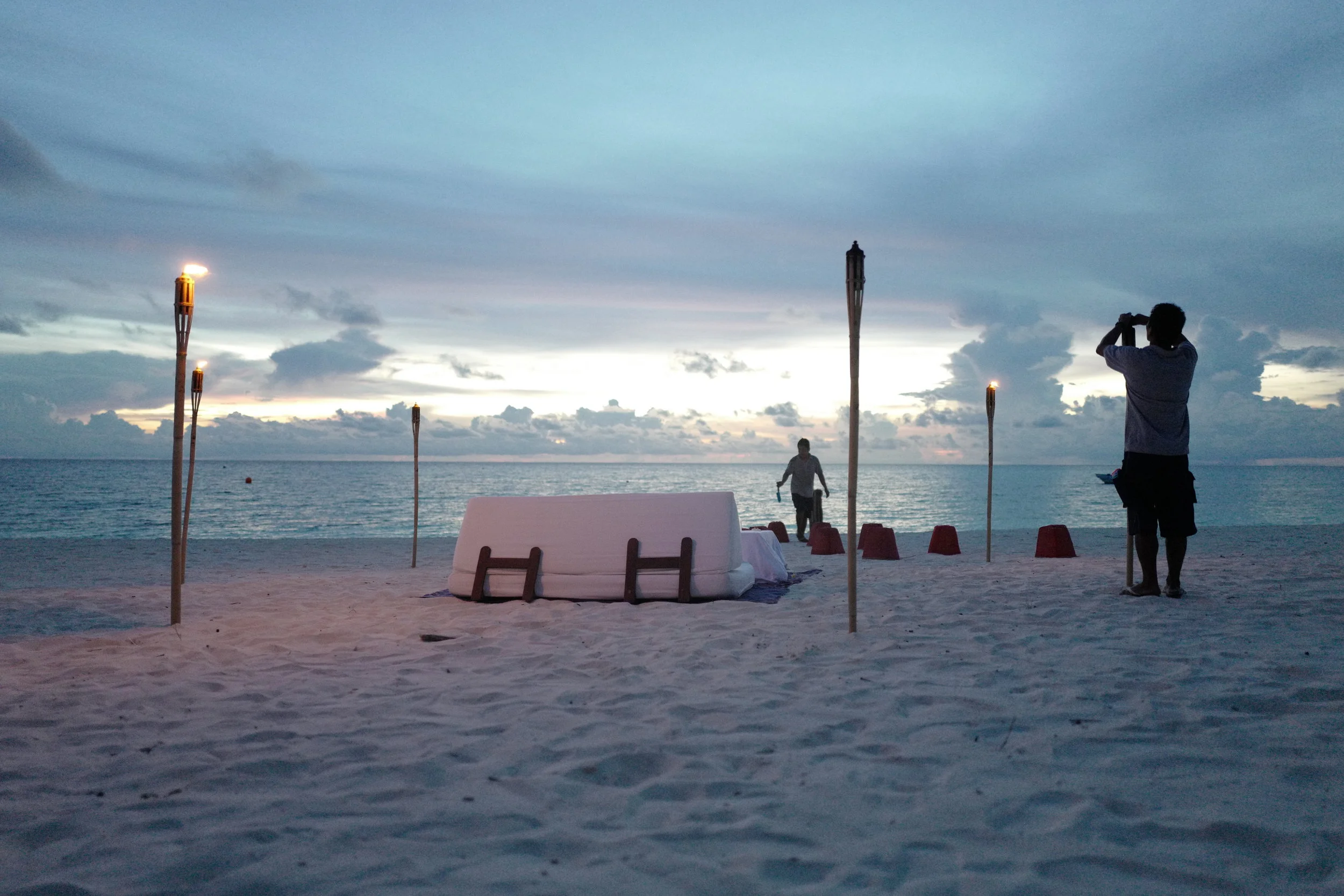  Our amazing crew, setting up our "surprise" dinner on the beach! 