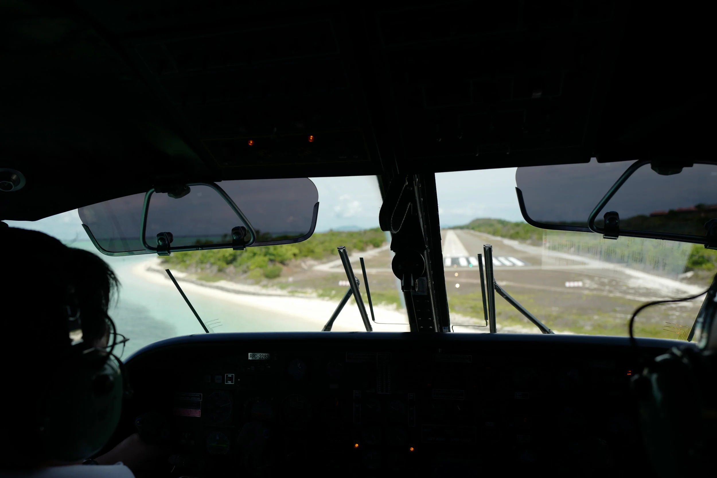  About to land on the tiny Amanpulo runway! Hunter actually got a sweet time lapse video of the landing on his phone! 