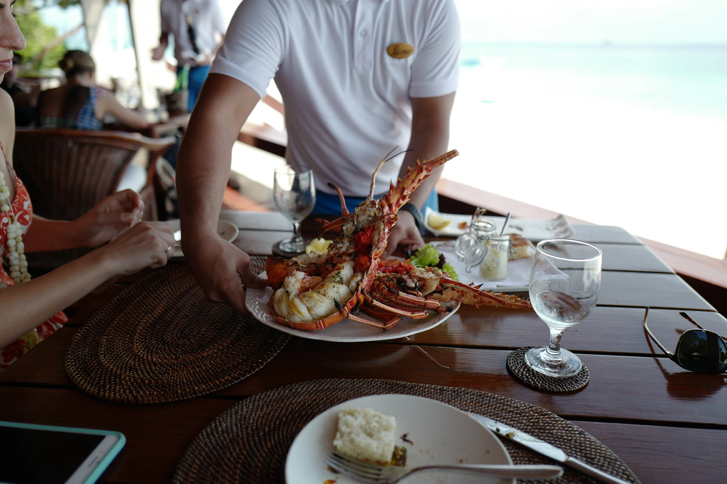  Our lobster- dead, grilled, and ready to eat! 