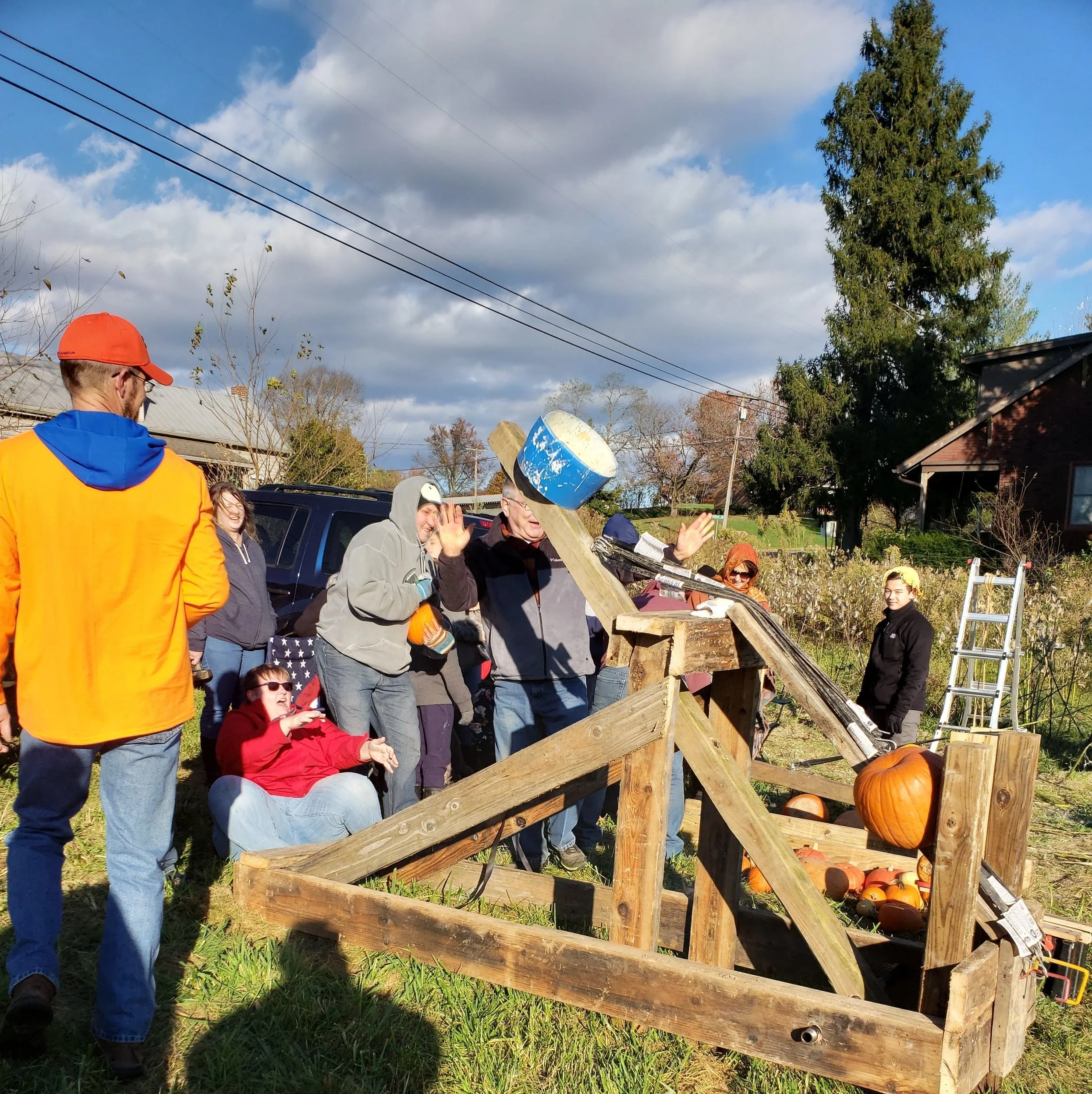The Pumpkinator at work and the looks of joy.