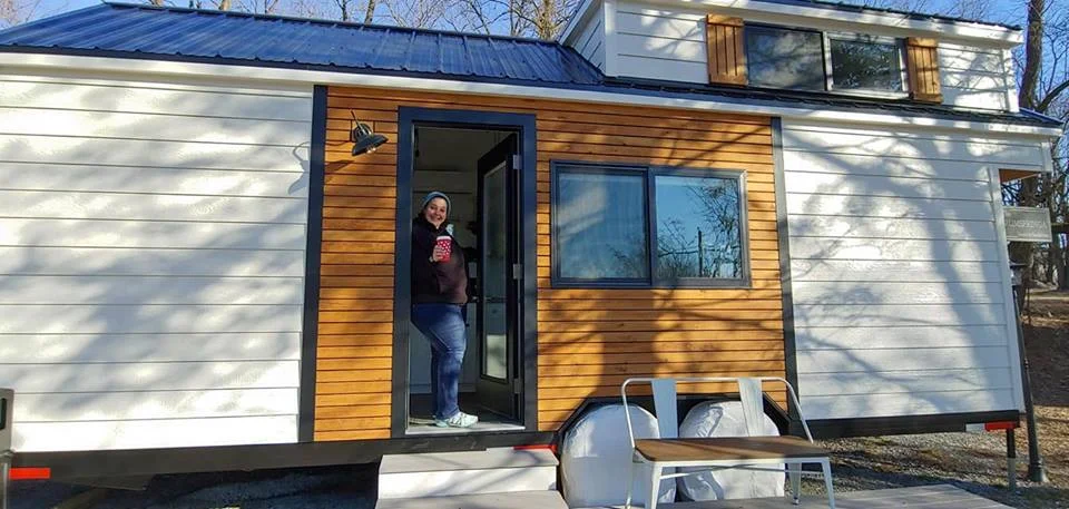 Me on my birthday tiny home adventure.