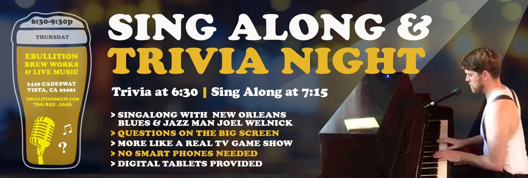 Craft Beer Trivia & Sing Along Night As Seen On TV) At Ebullition Brew