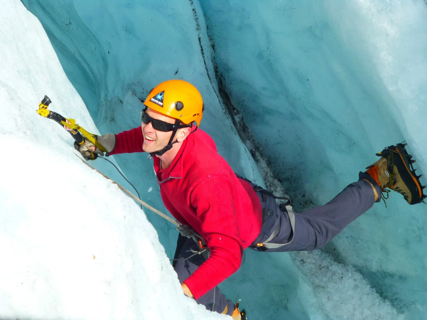My first ice climb within a glacier in Switzerland 2013.
