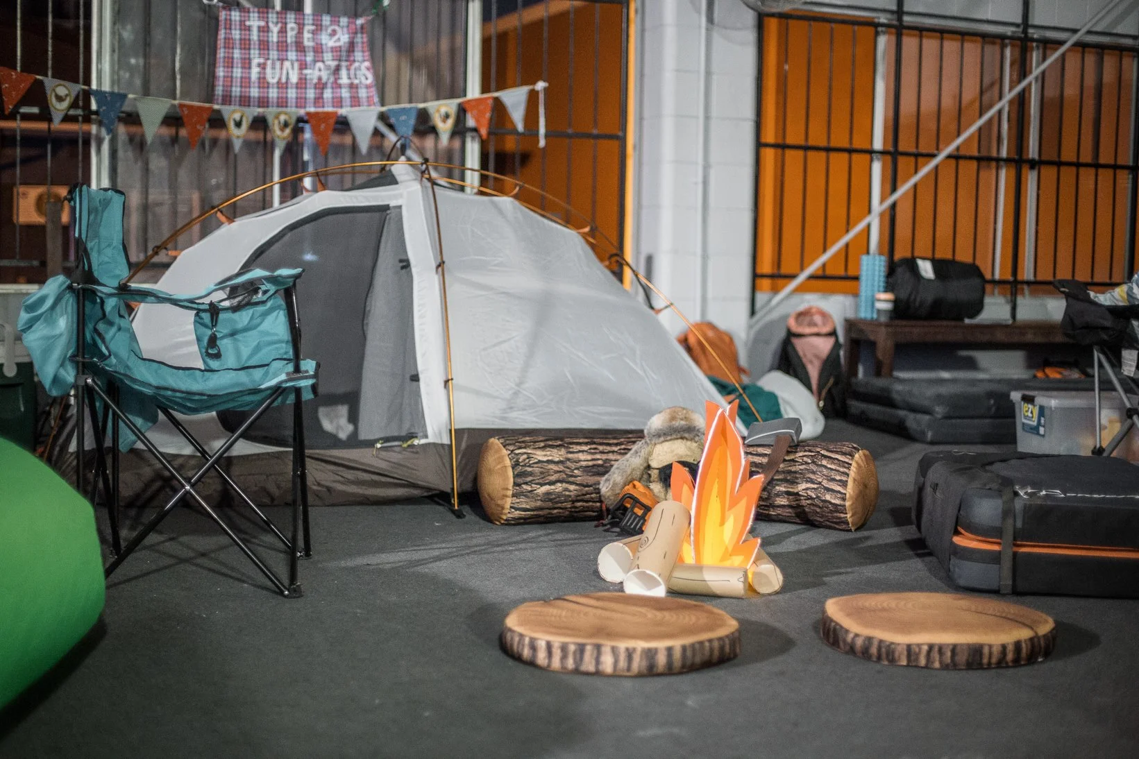 People set up some elaborate 'base camps' to help endure the suffering. 