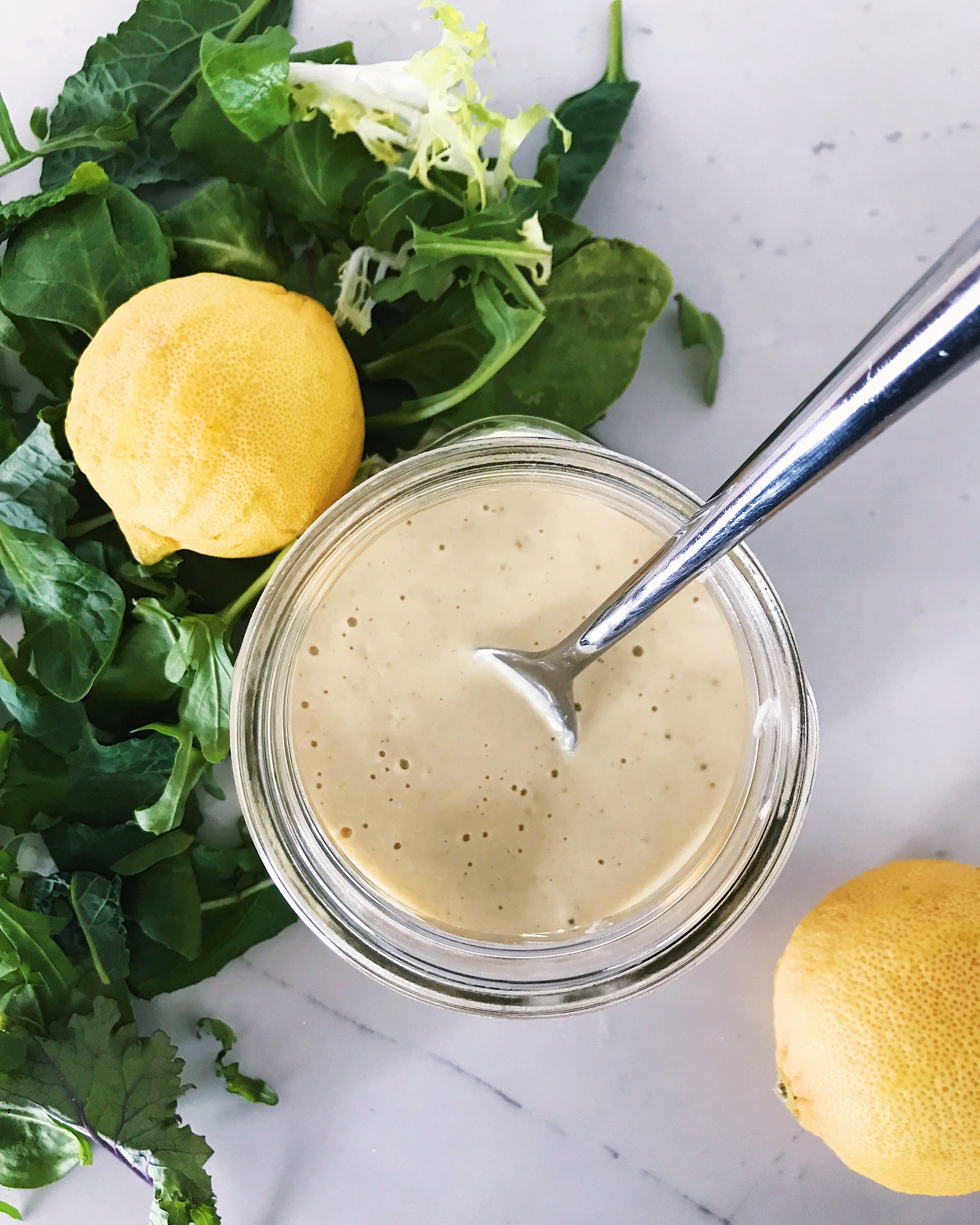 Easy, creamy and oil free lemon dijon dressing  Bits Of Wellness