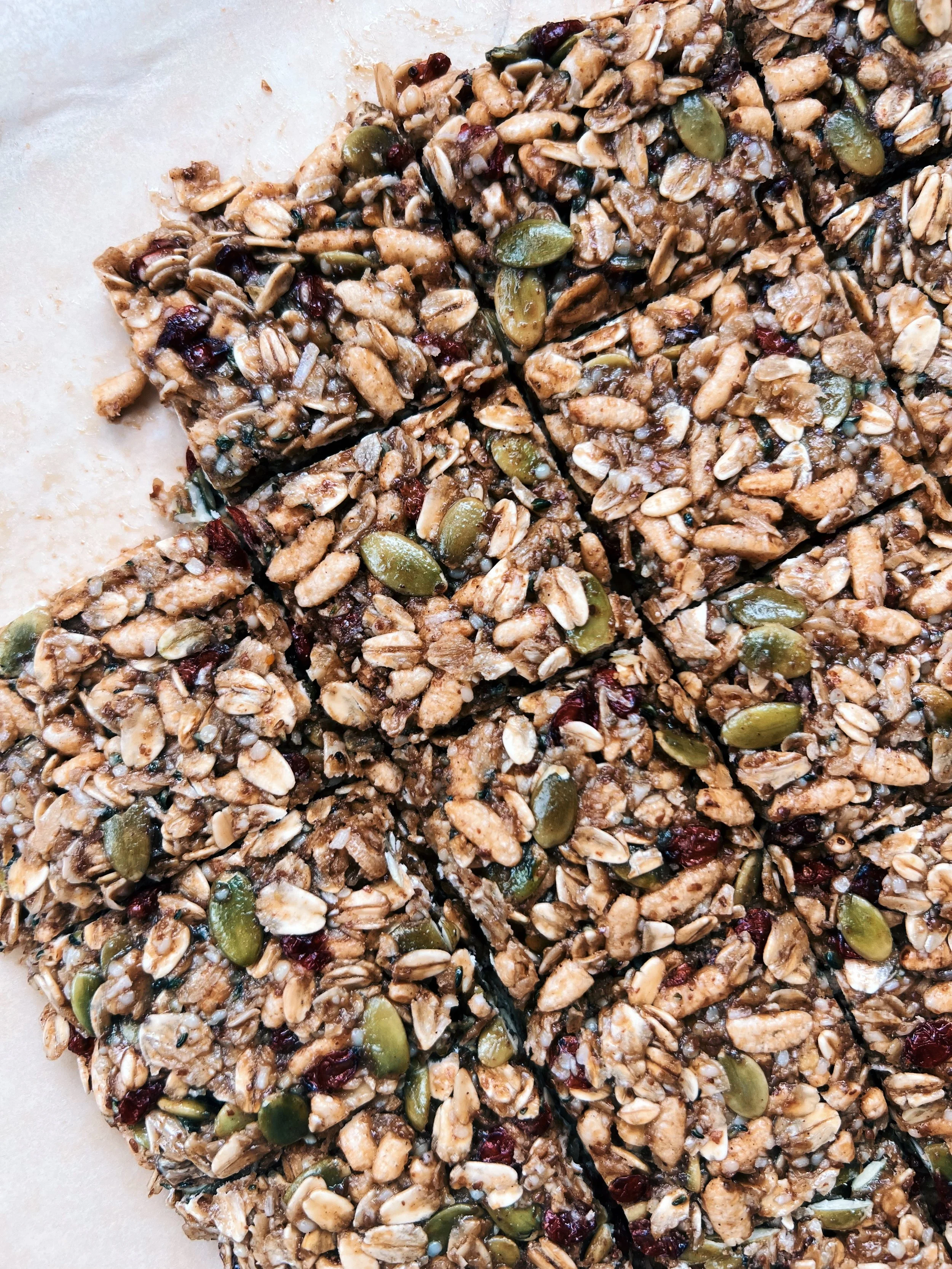 Easy no bake, no equipment crispy freezer granola squares