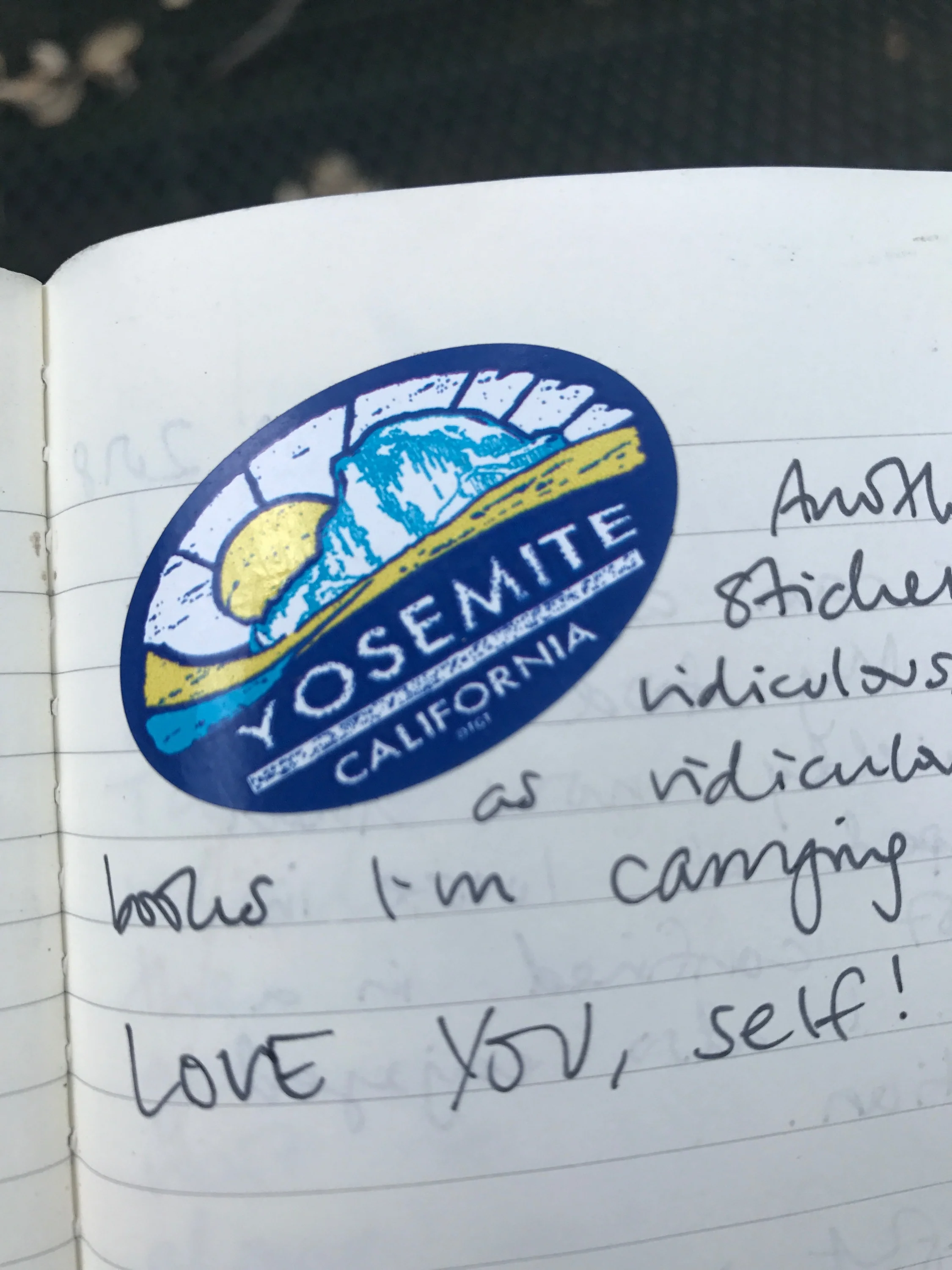 “Another Yosemite sticker . . . LOVE YOU, self!”