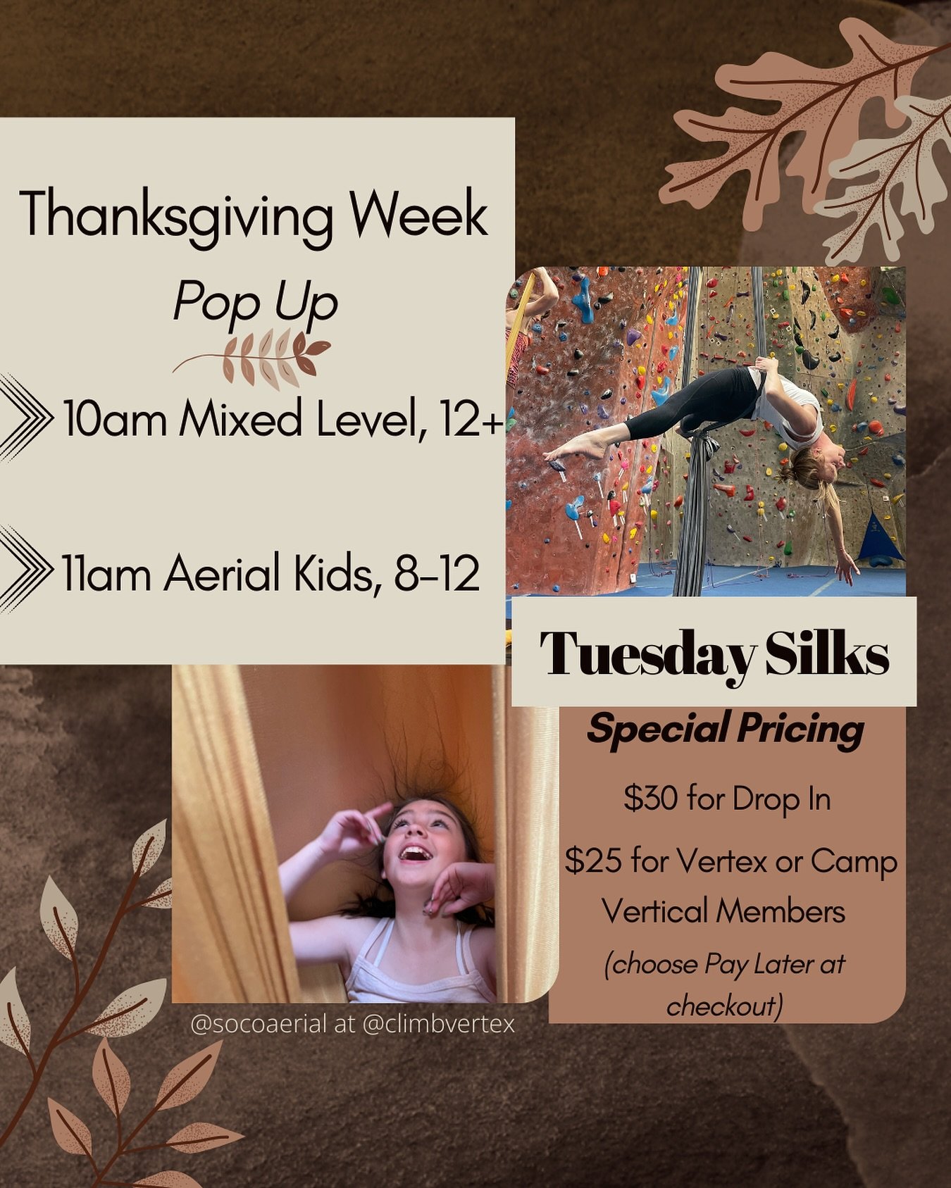 🍁🍂Tuesday Pop-Up Class Alert! 🍂🍁

As we head into the holiday season, it&rsquo;s the perfect time to prioritize *you*! 🌟 Join us for a special pop-up class this Tuesday (11/26) to nurture both body and mind. 🙏

🧘&zwj;♀️ **Adults** - all level 