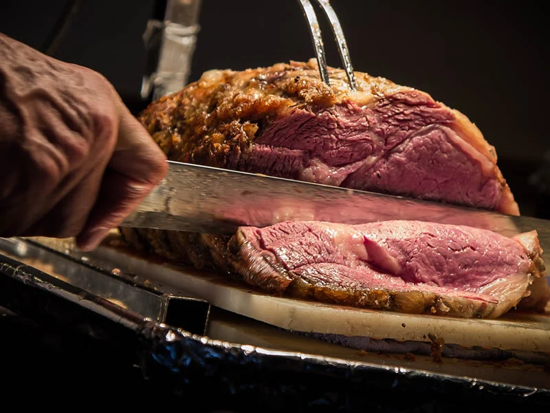 Roast beef being carved up
