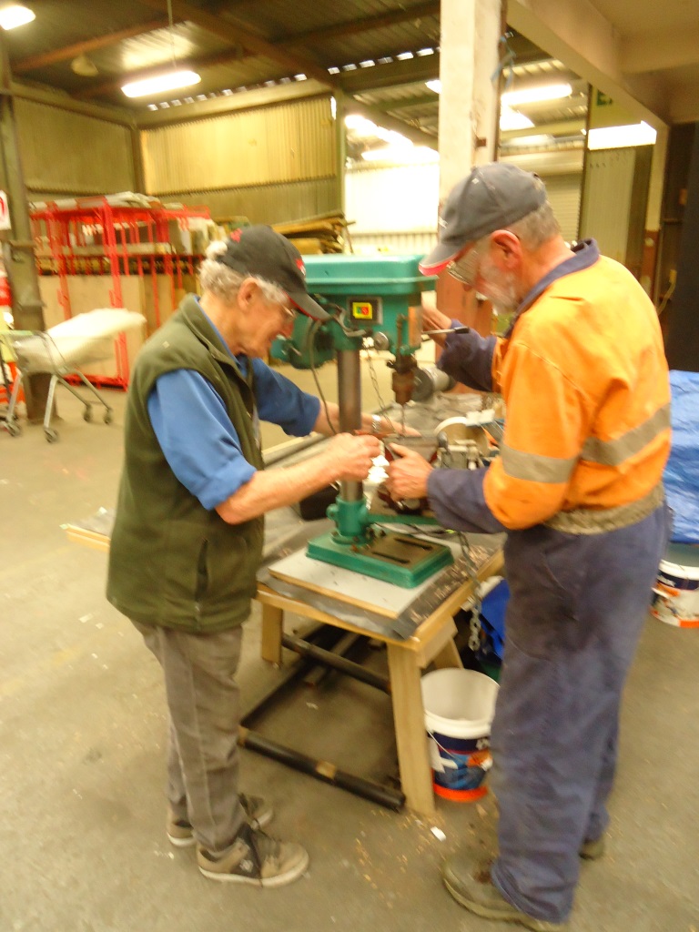 Dave and Wayne drilling out a bolt for the Brook Sanctuary (Copy)