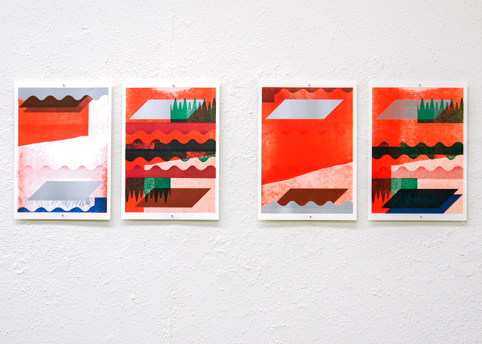 Under the Sun , Linoleum block and pressure printing on paper.